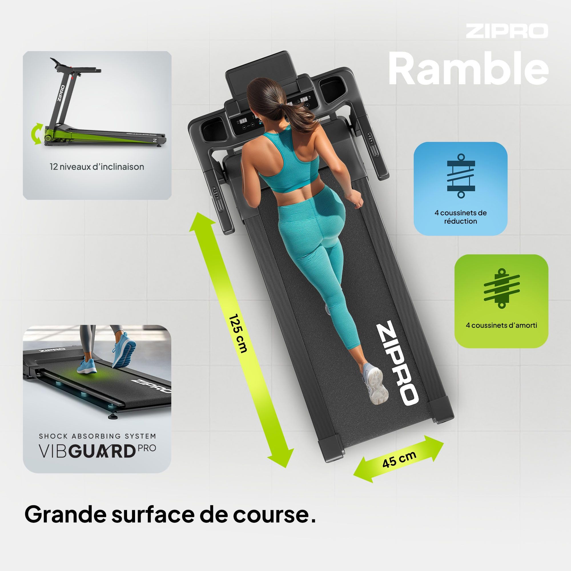 Tapis De Marche Pliable Zeporix - Motorisé, Silencieux, Télécommande, Portable, Idéal Pour Bureau Ou Maison
