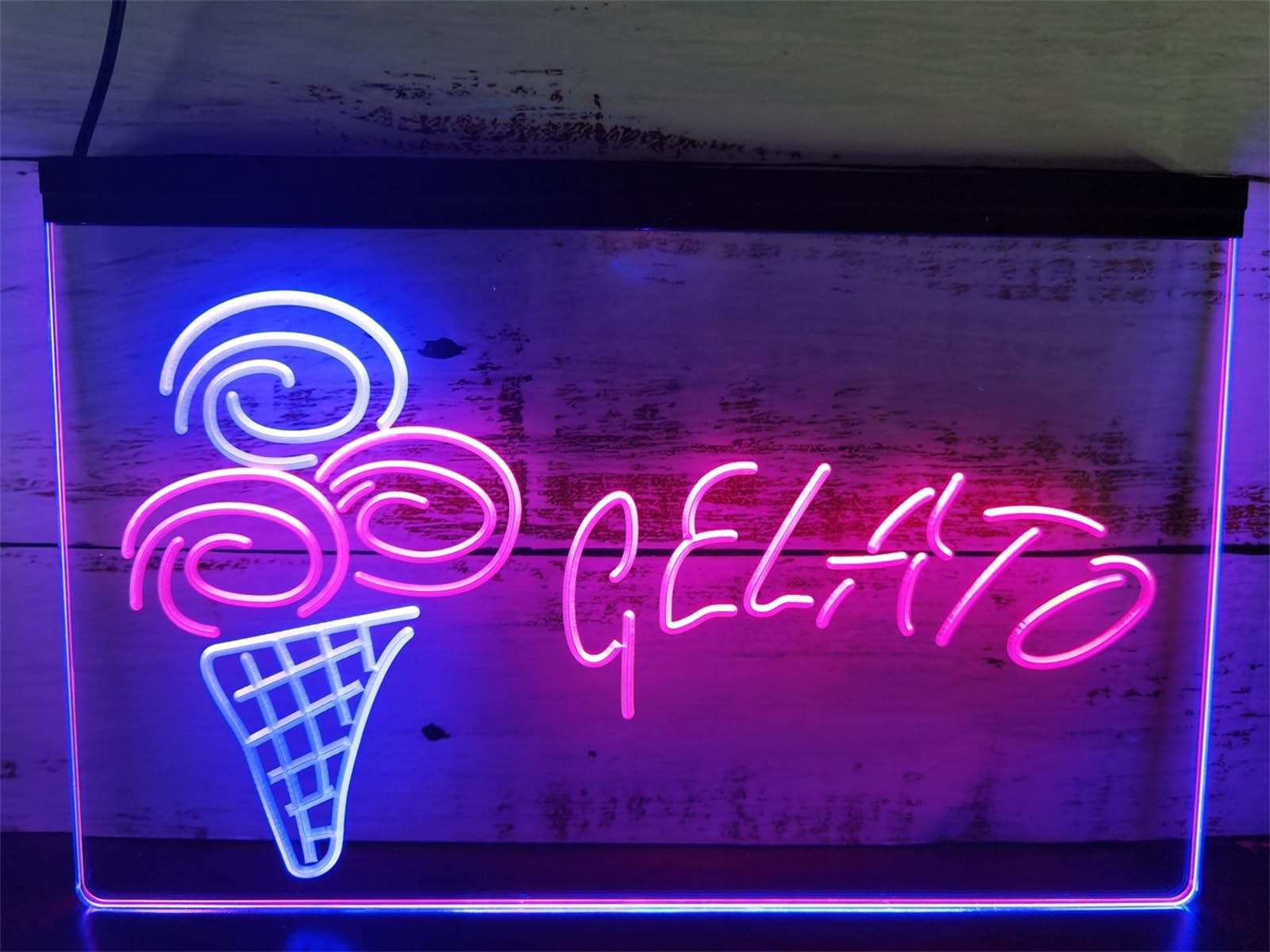 REWIS Gelato LED Neon Signs, USB Powerd 3-Level Dimming Neon Lights, for Ice Cream Shop Ads Decor,Blue Red,40x30cm