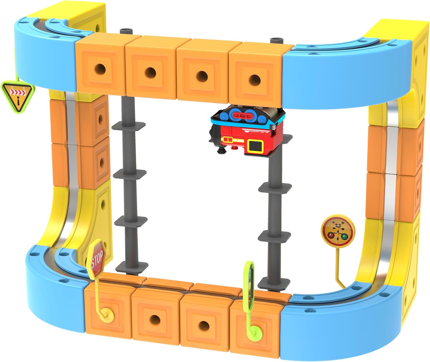 Children Electric Train Set Magic Train Set 3D Magnetic Electric Train Track Building Blocks Kids Corner Toy Suitable for Children Aged 3-12