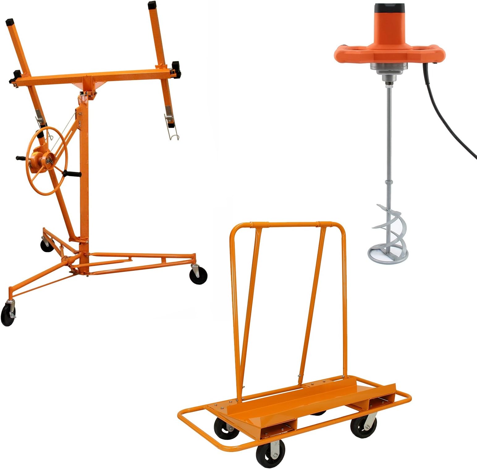 T-Mech 1600W Paddle Mixer, Plasterboard Trolley, Dry Wall Hoist Lift, Plastering and Home Decorating