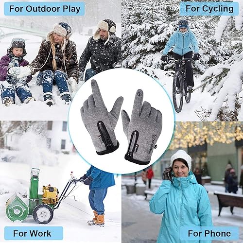Miniatura 6 de Guantes de invierno cálidos, aptos para pantalla táctil, para clima frío, guantes de conducción, resistentes al viento, antideslizantes, guantes
