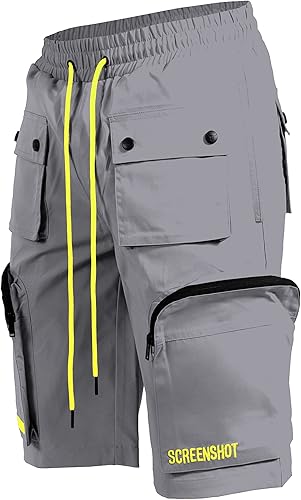 SCREENSHOT Pantalones cortos cargo de nailon multifuncionales para hombre, tela de concha nítida, bolsillos 3D, para senderismo, parte inferior