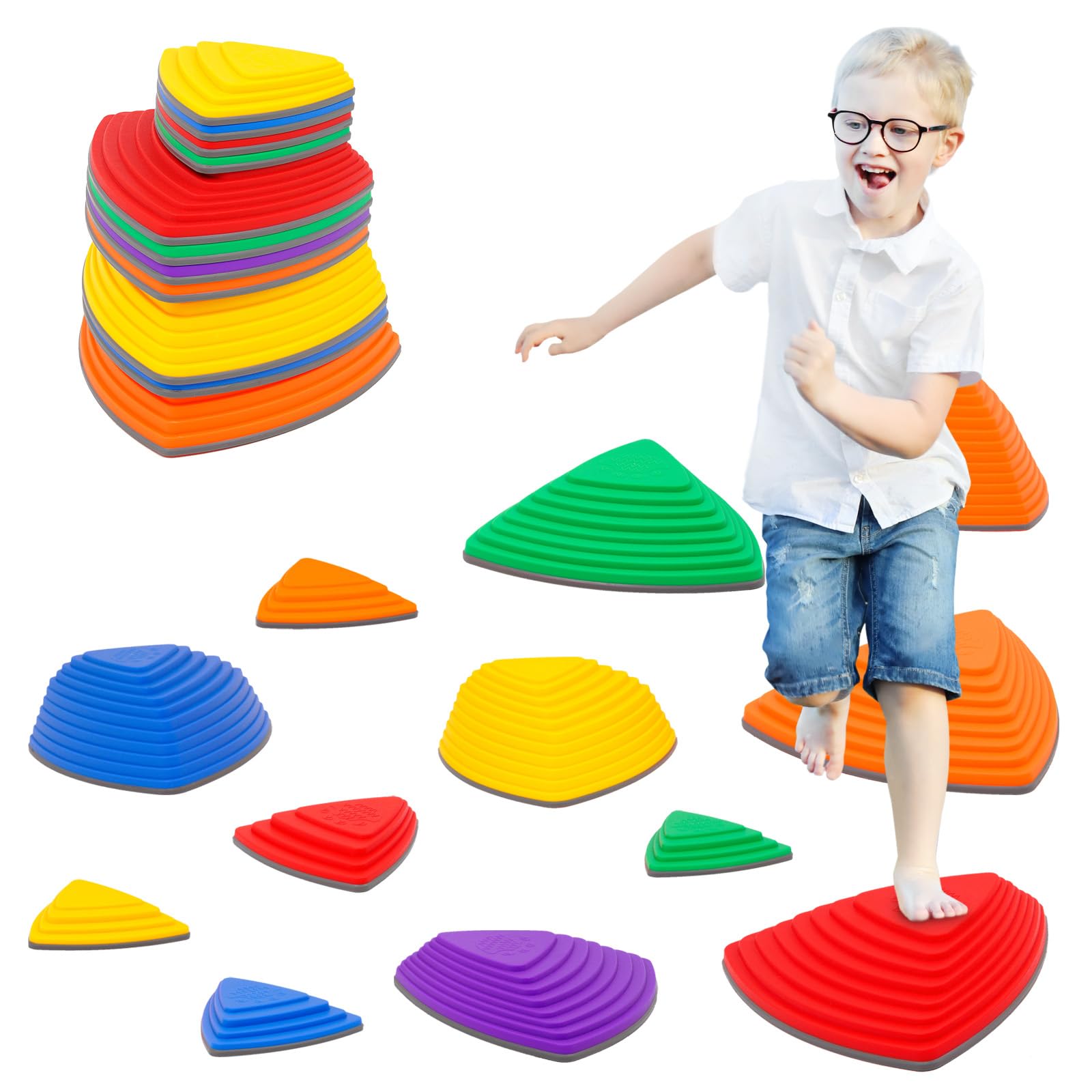 Stepping Stones for Kids  Anti-skidding Stepping Stones Set Balance Blocks Indoor & Outdoor Kids Fitness Equipment Promotes Balance Strength & Coordination
