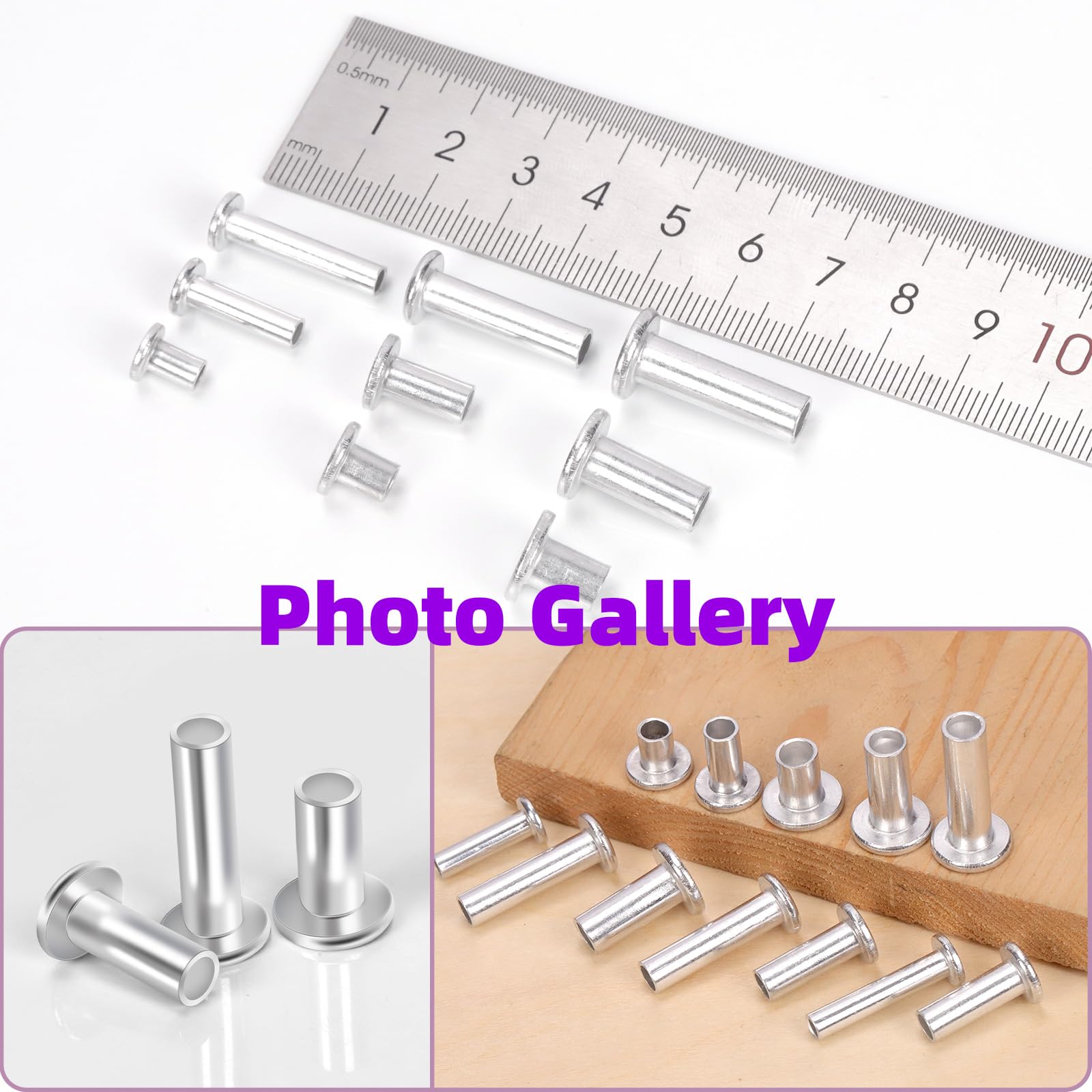 390 Pcs Rivets Kit - Aluminum Flat Head Rivets -6