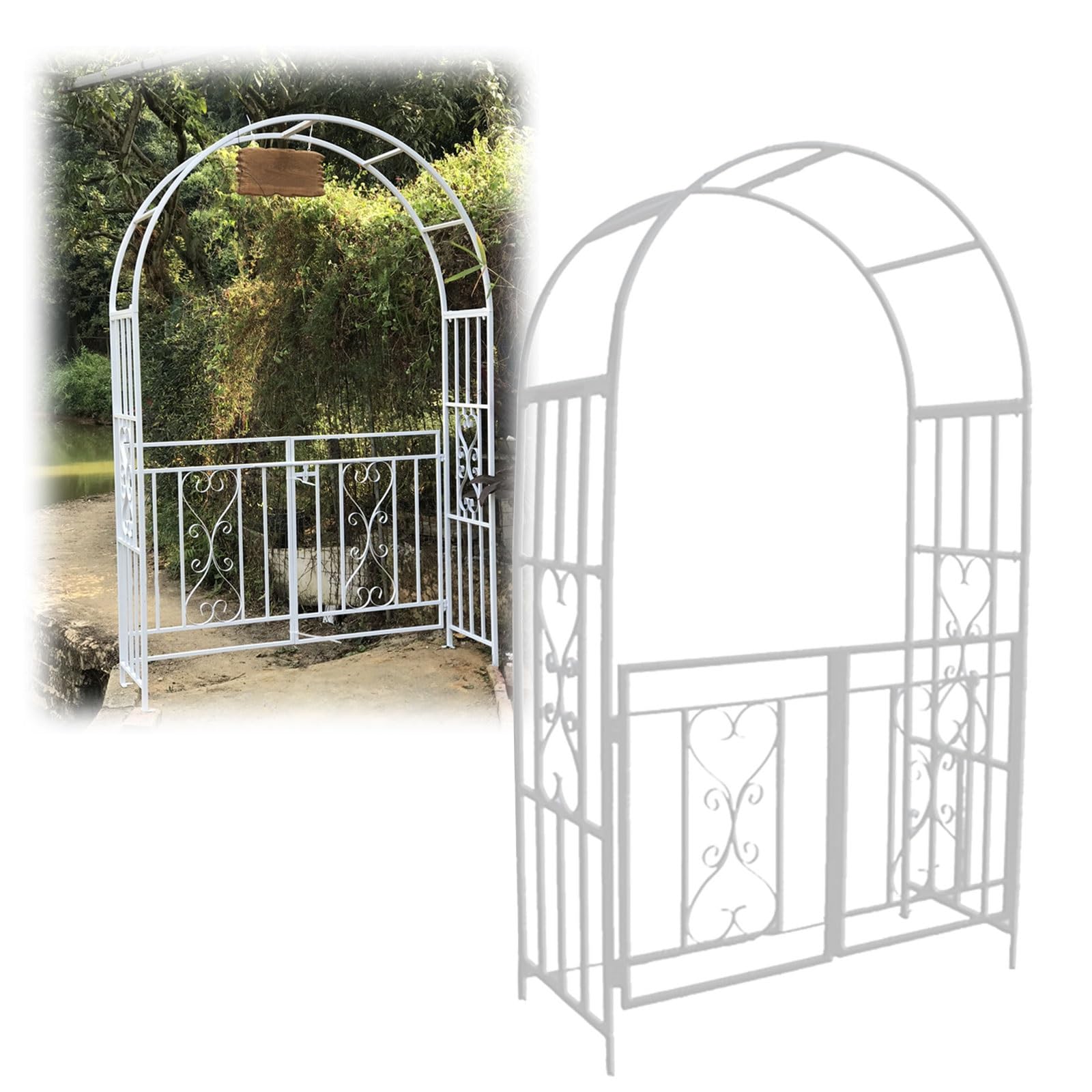 Pergola pour plantes grimpantes en acier durable avec portail de jardin intégré