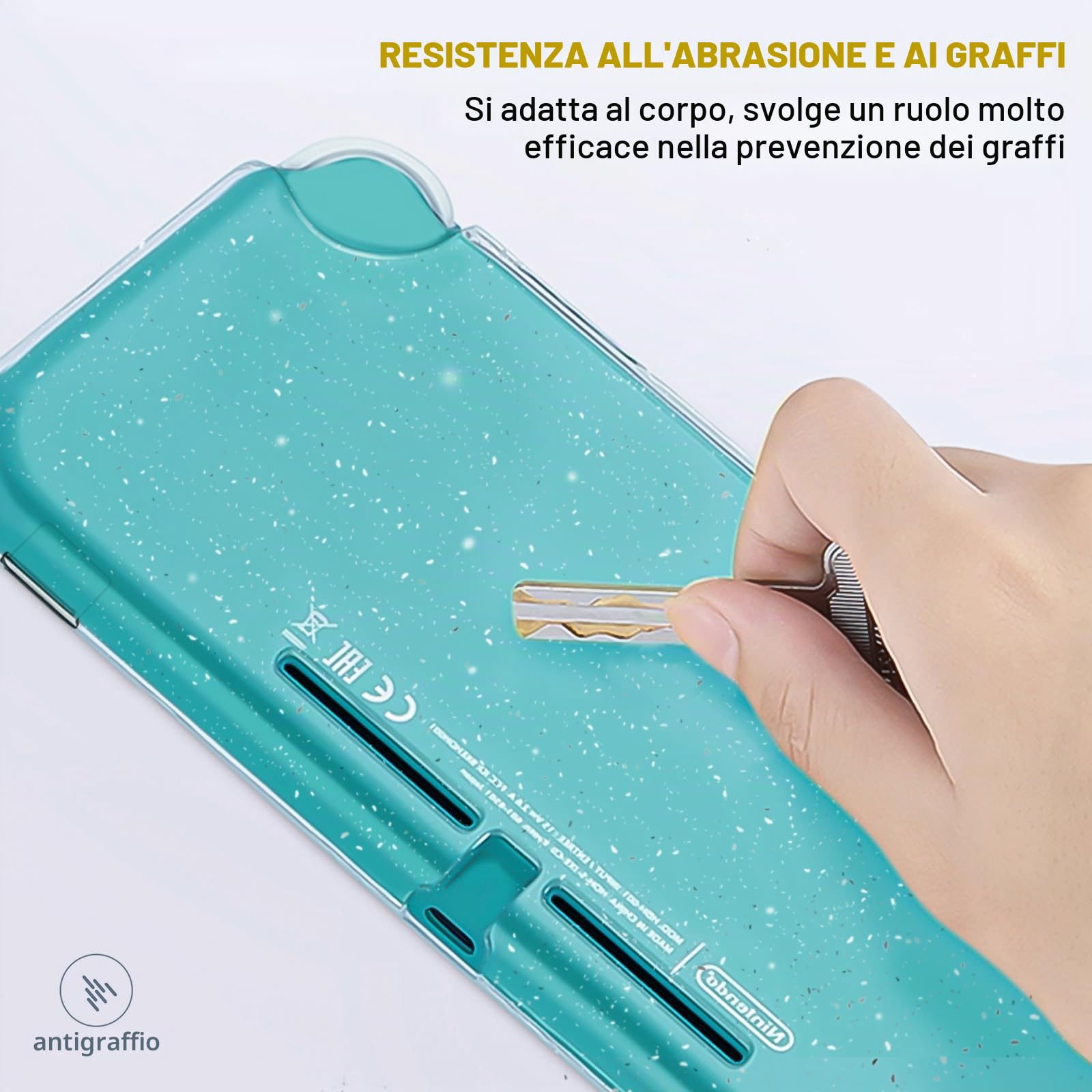 DLseego Custodia Protettiva per Switch Lite, Clear Sparkle Full Wrap Protector Cover Case Anti Scratch Design Hard PC Shell Compatibile con Switch Lite, Trasparente Cristallo