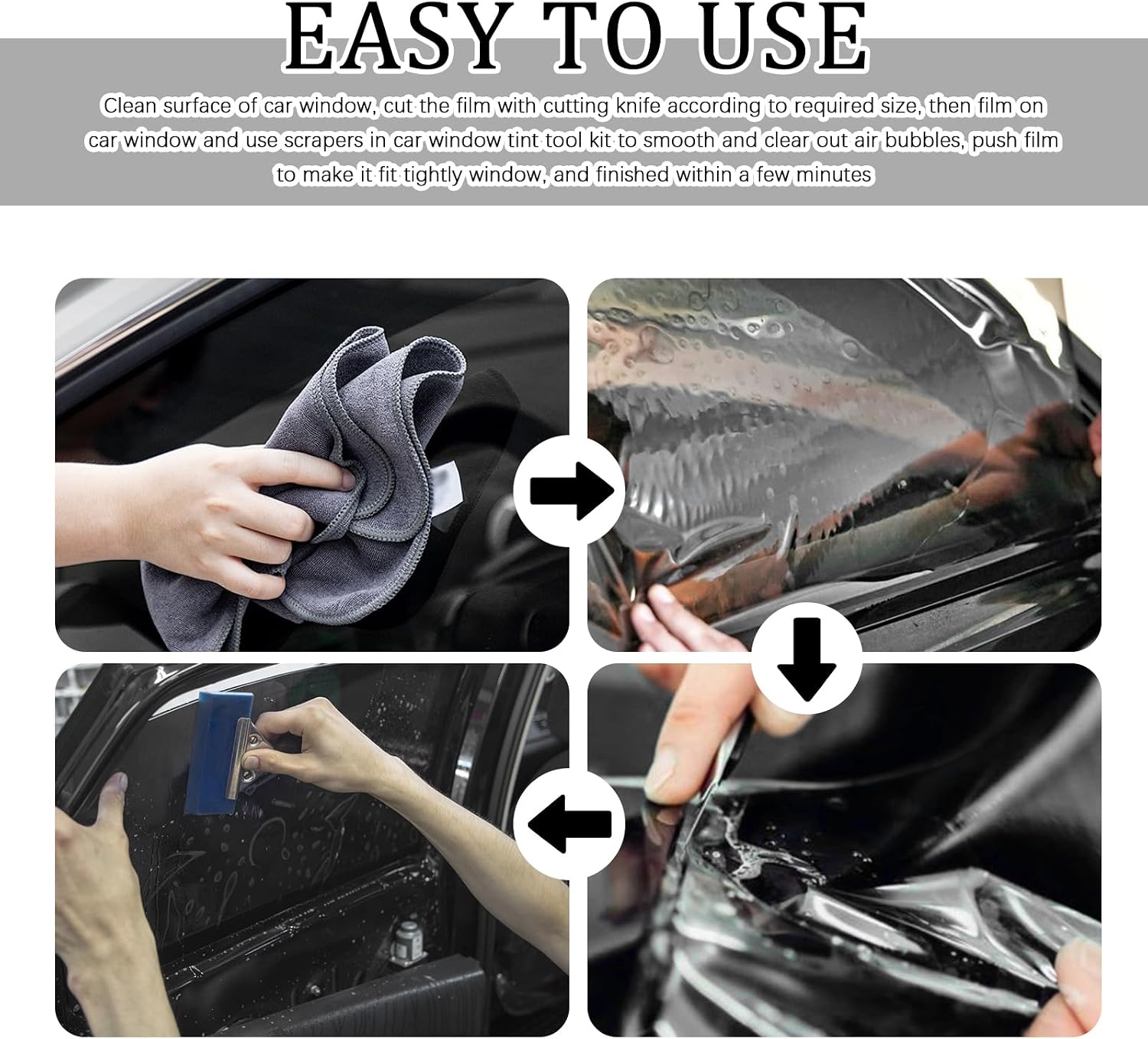 18PCS Car Window Tint Kit,Multi-Purpose Window Tint Car Kit Includes Felt Squeegees,Dual-Head Scrapers,Cutter with Blades,Professtional Tints Kits for Cars Windows,Body