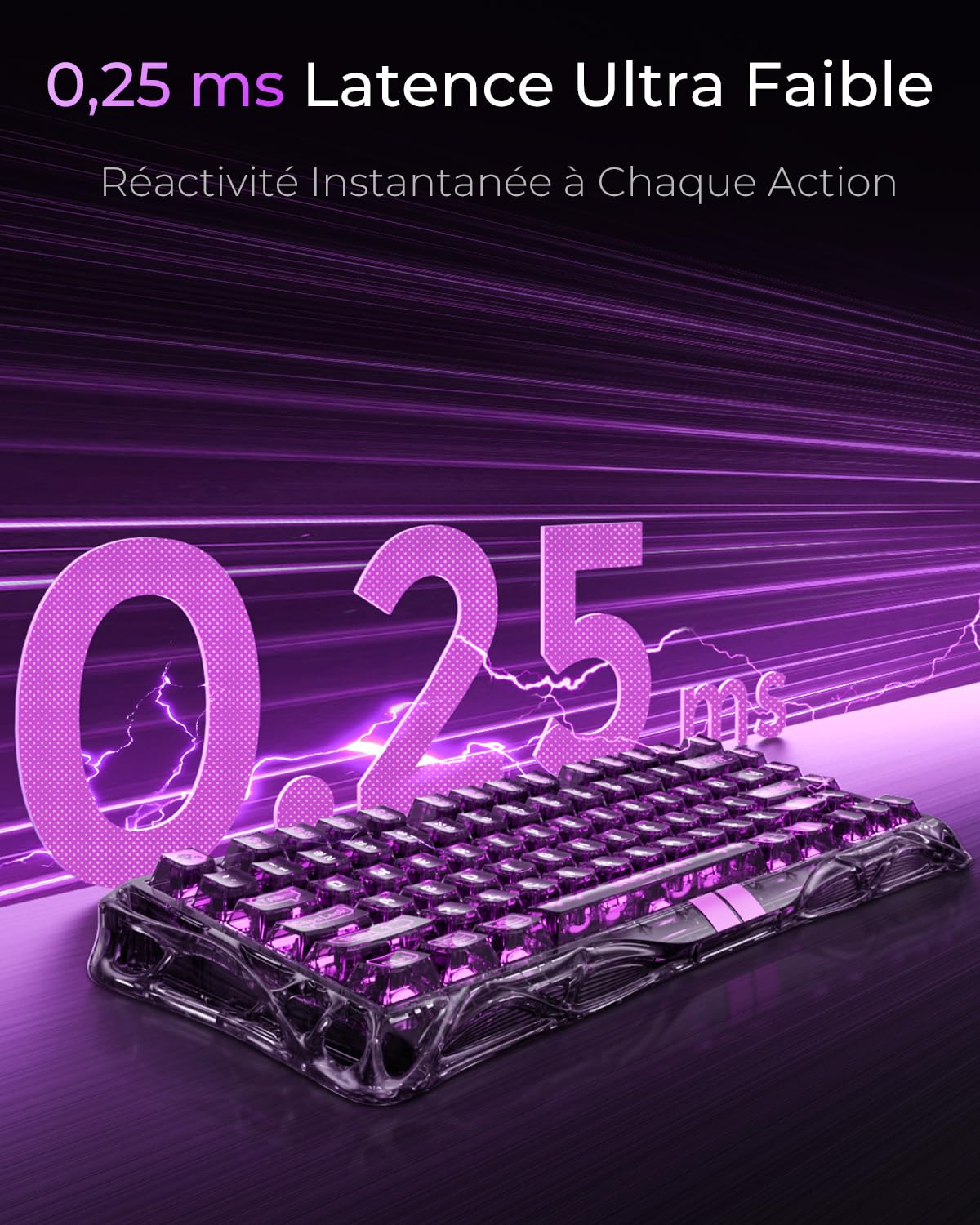 GravaStar V75 Lite Clavier Gamer Magnétique Hall Effect - 4000Hz Rapid Trigger - Activation Ajustable 0,01mm - Clavier Gaming 75% avec Switchs Hot-Swap et Éclairage RGB Transparent | pour PC & Mac