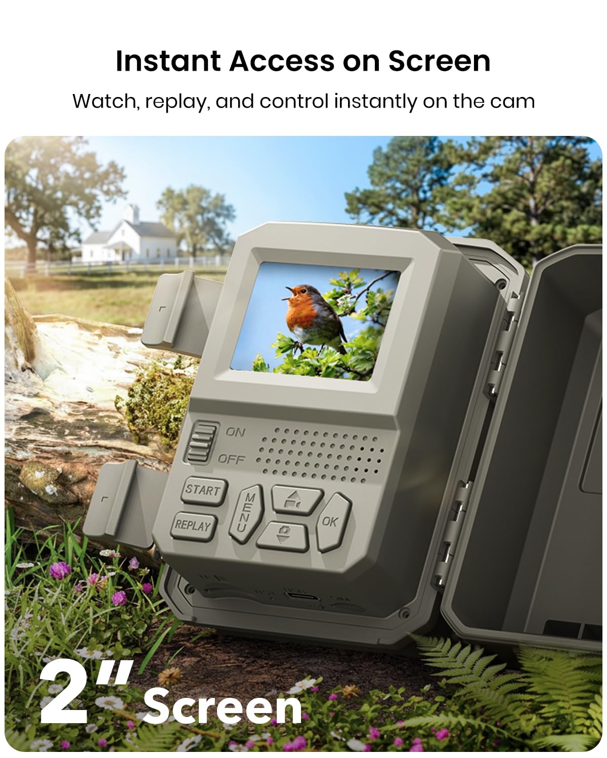 Misstech 4K UHD Solar Wildkamera für Gartenüberwachung, Trail-Cam mit 0,1s schneller Aktivierung zur Aufnahme von Tieren, 64MP/4K klare Nachtsicht, Keine monatliche Gebühr, App-Steuerung, IP66