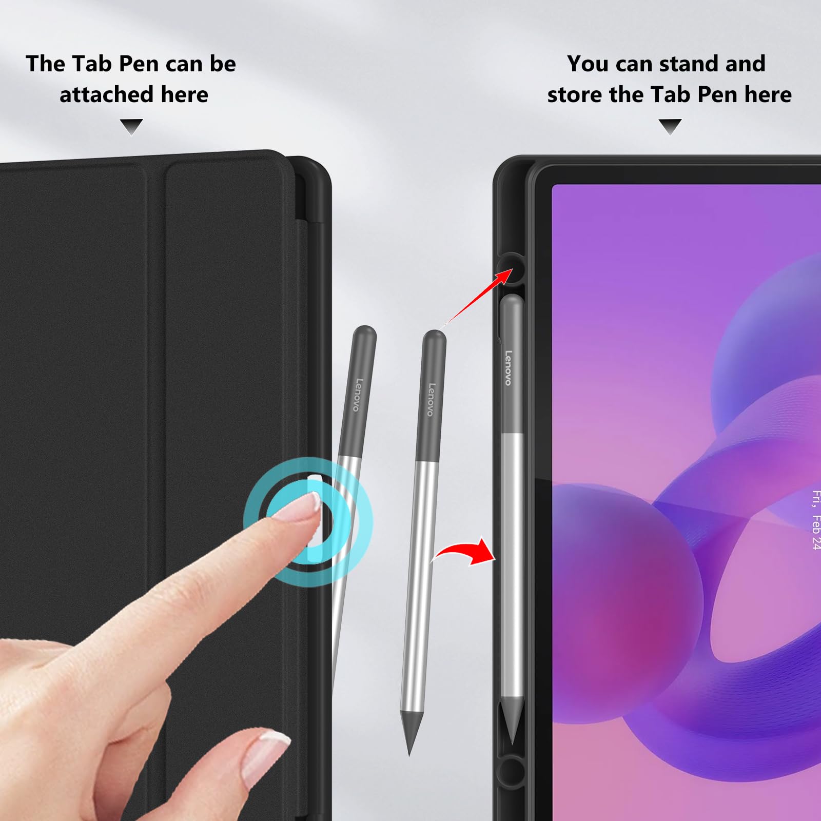 ProCase Funda para Lenovo Idea Tab 11" 2025 TB-336ZU/TB-336FU, Funda Folio con Soporte para Lápiz, Funda Protectora de TPU Suave -Negro - 3