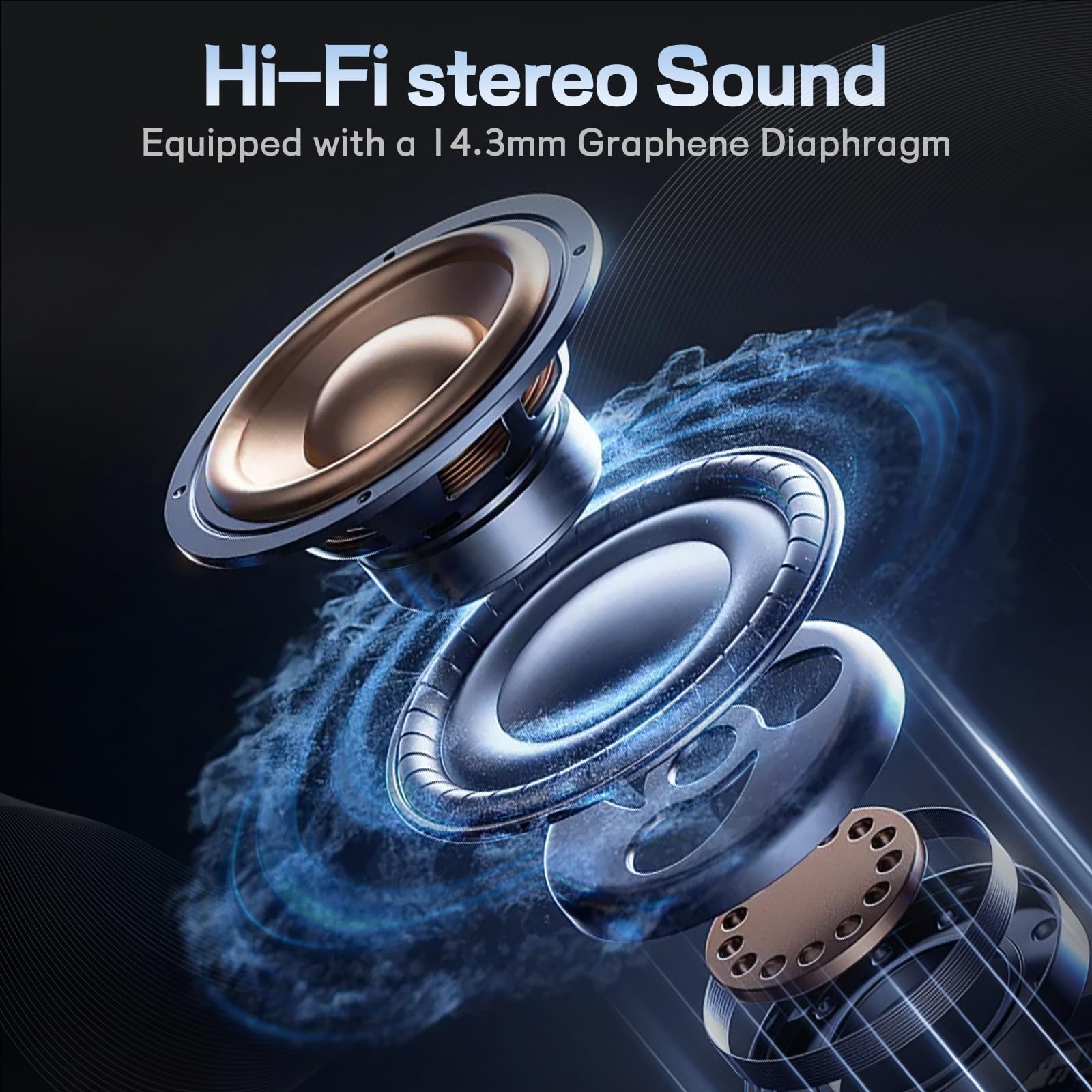 Auricolari sportivi senza fili, resistenti al sudore, con Bluetooth 6.0, suono stereo Hi-Fi, 80 ore di autonomia, facile controllo con pulsante per corsa, allenamento, palestra