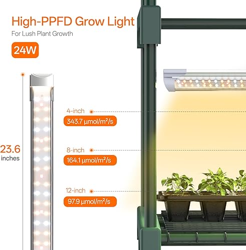 Vista 6 de Bstrip Invernadero interior con luz de crecimiento, mini casa verde de 4 niveles, 4 luces de cultivo para plantas de interior con temporizador