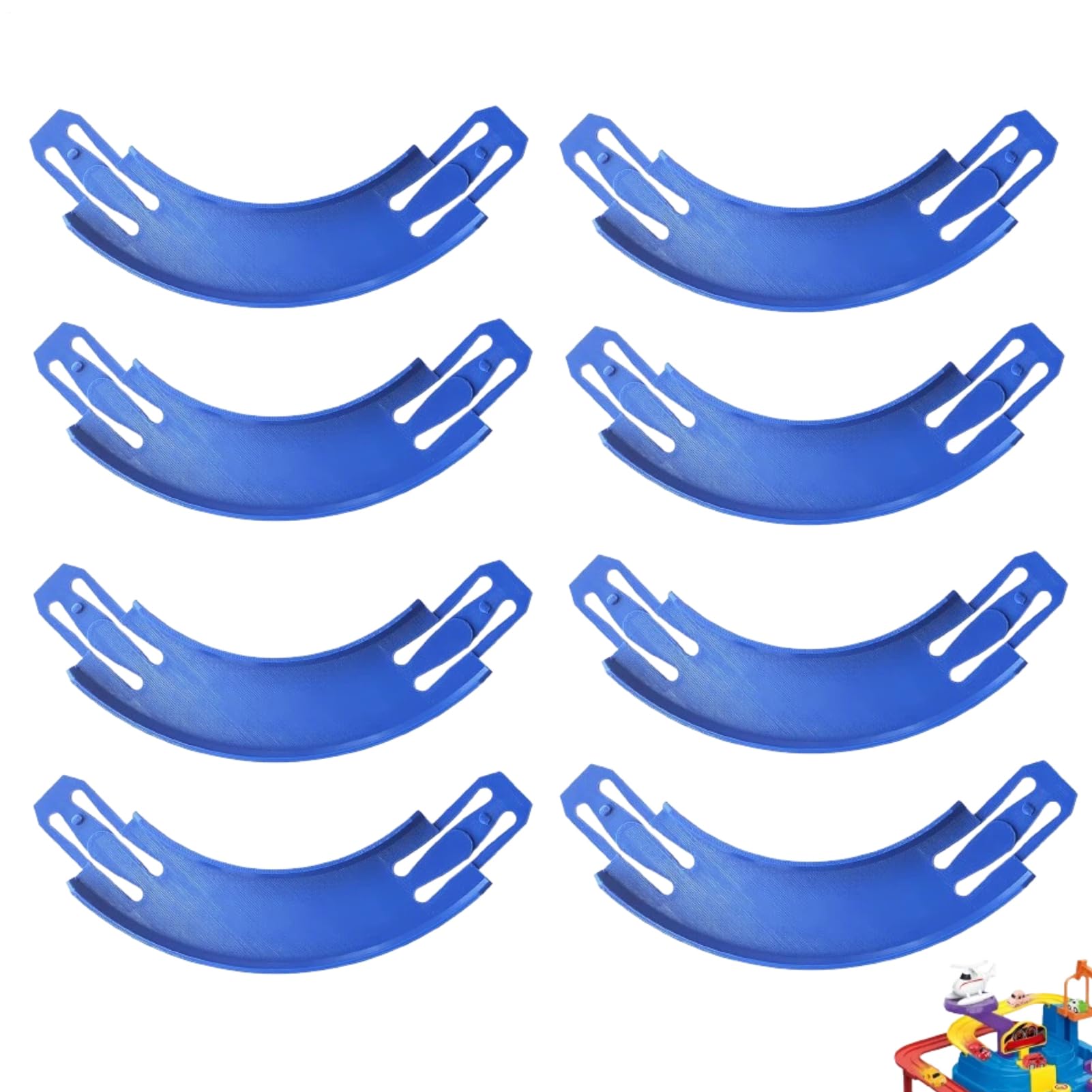 8PCS Hotwheels Curved Track Pieces, 20x4x1.5cm Hotwheels Tracks Connectors, 90-degree Tilt Turn, PP, Compatible With Wheelchairs, Various Standard-sized Vehicle Models