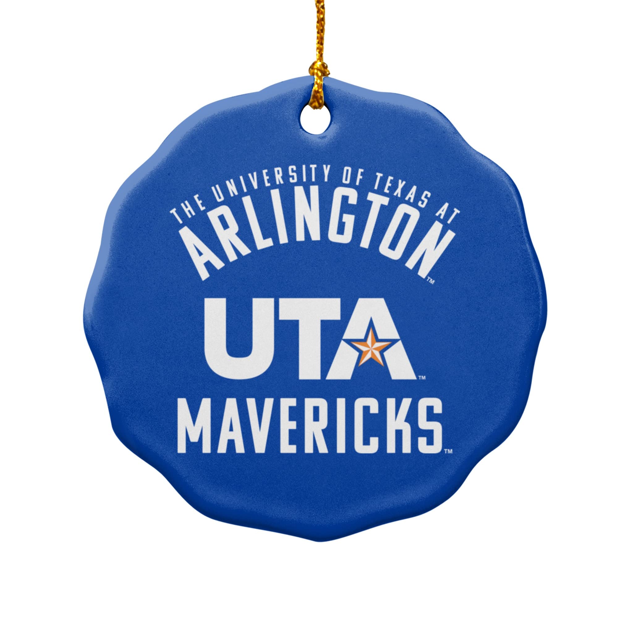 GRAPHICS & MORE Texas at Arlington Mavericks Logo Porcelain Scalloped Holiday Christmas Tree Ornament - 2.8
