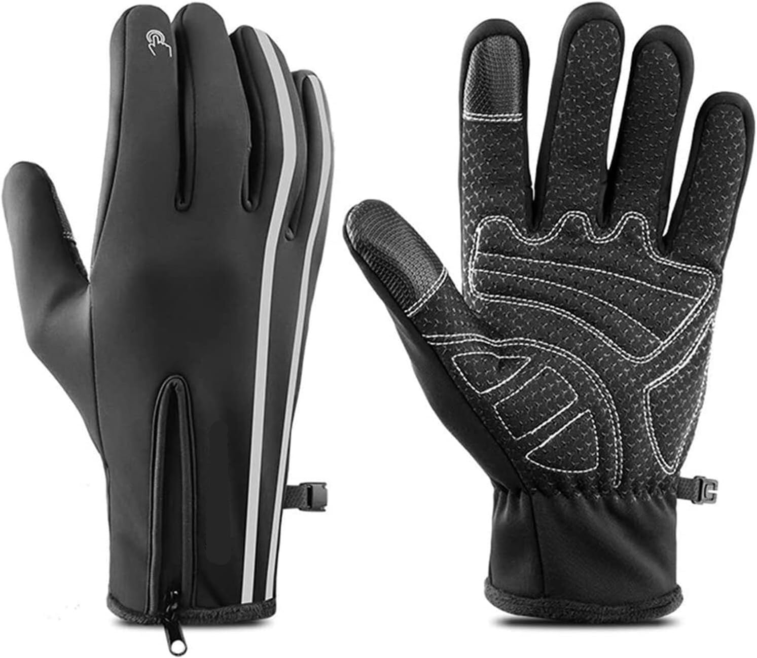 Gants de Cyclisme Gant Réfléchissant Sport Gants Polaire Thermique Écran Tactile Ski Extérieur Gant Velo (Color : Black, Size : XXL)