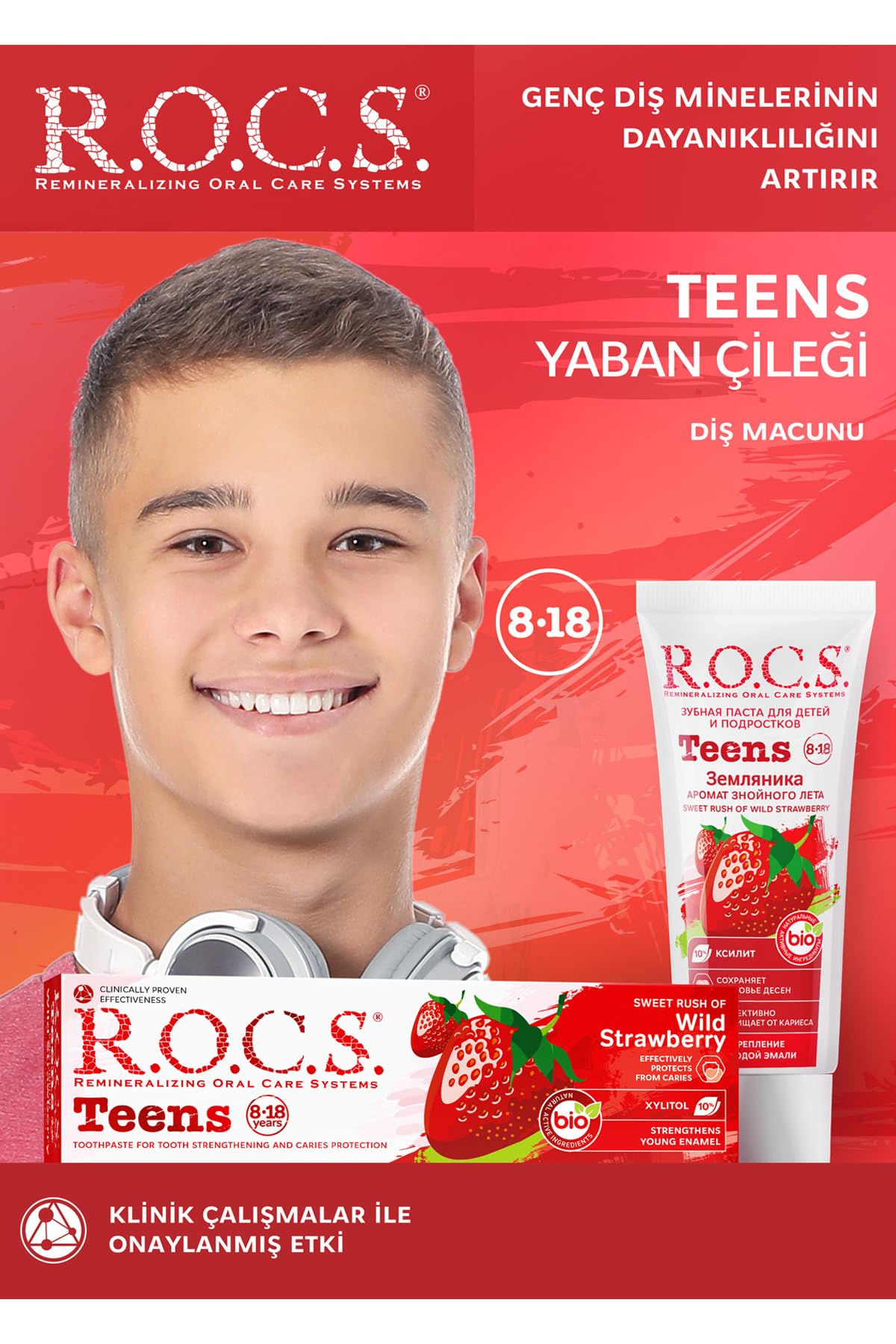 R.O.C.S. Teen 8-18 Yaş Yaban Çileği Tadında Diş Macunu 1 Paket(1 x 74 g)