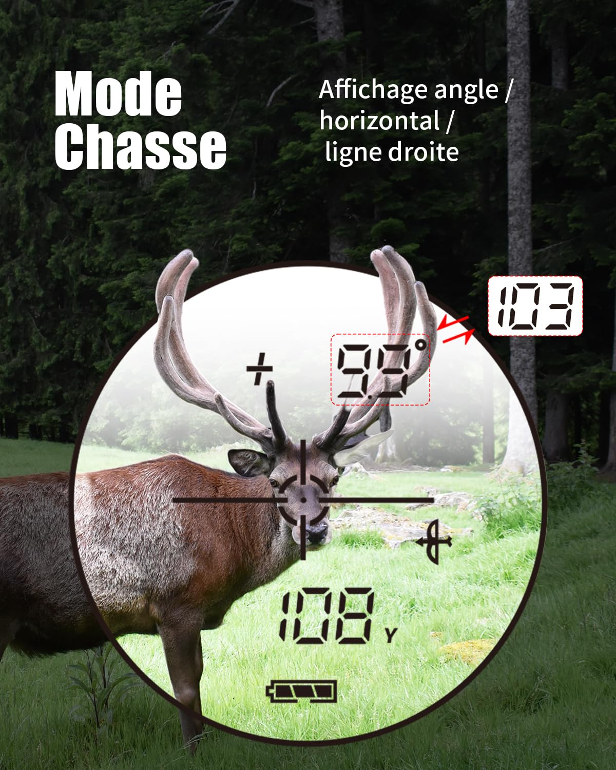 AOFAR GX-2S Pro Télémètre Laser Golf et Chasse 1000Y, Compensation de Pente on/Off, Verrouillage du Drapeau avec Vibration, Distance Horizontale, Mesure d'angle, Haute Précision