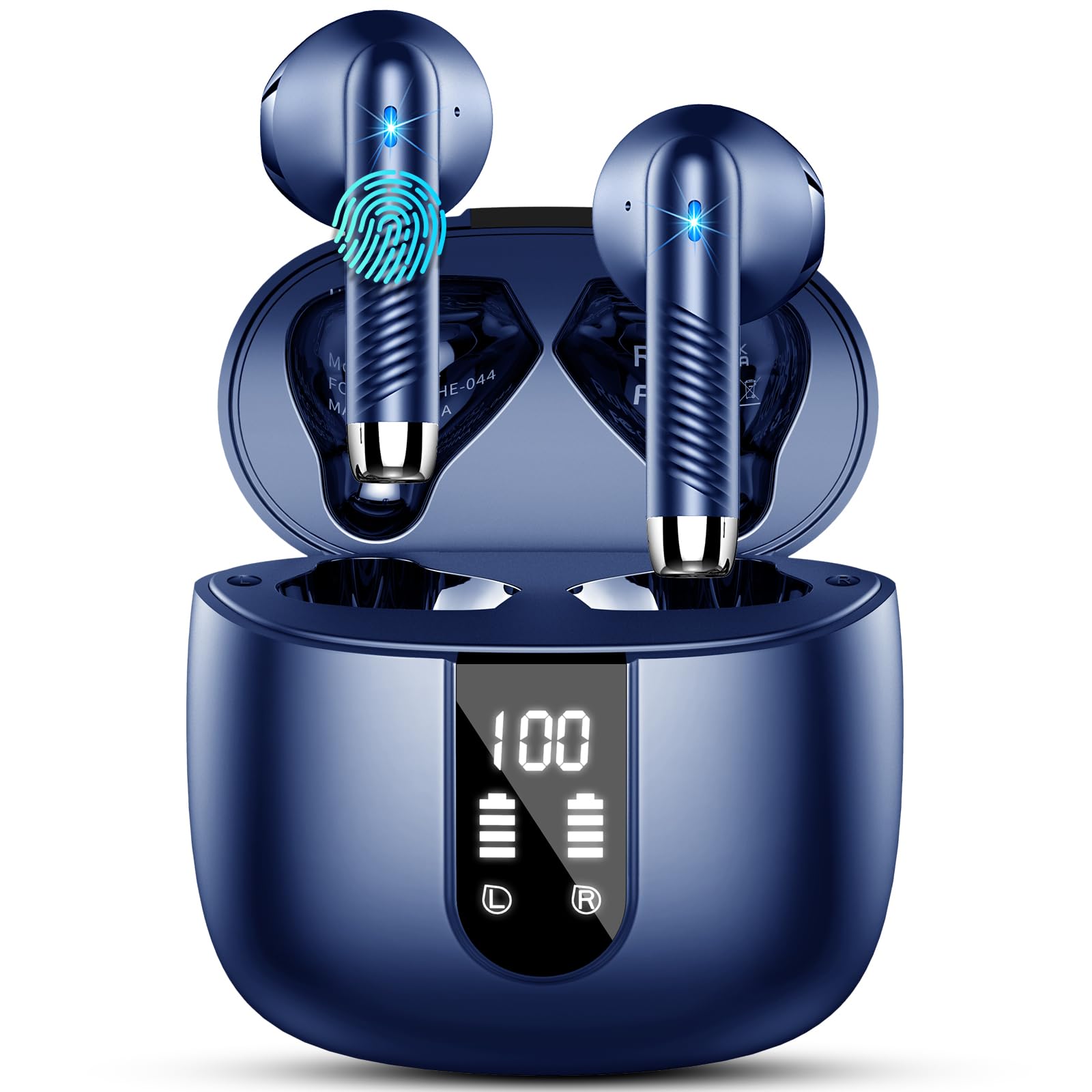 Wireless Earbuds, Bluetooth 5.4 Headphones NEW Wireless Headphones with 4 ENC Mic, 56H Bluetooth Earphones in Ear Noise Cancelling Deep Bass, Mini Ear Buds Bluetooth Earbuds IP7 Waterproof LED Display