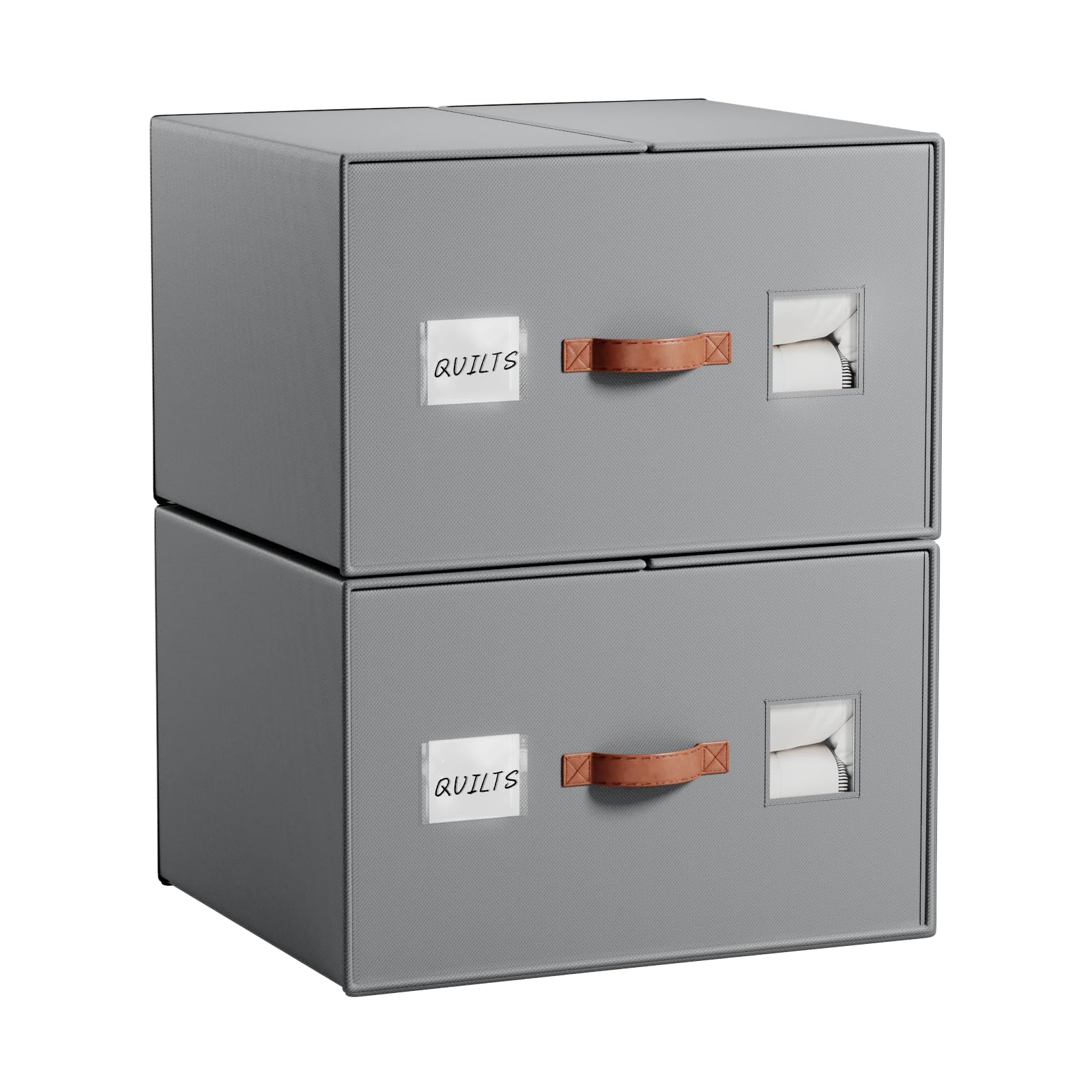 EE-RoomWorld Paquete de 2 organizadores de almacenamiento de mantas, organizadores de edredón grandes de 70 litros, organizadores de sábanas plegables de 21 x 18 x 11 pulgadas y bolsa de