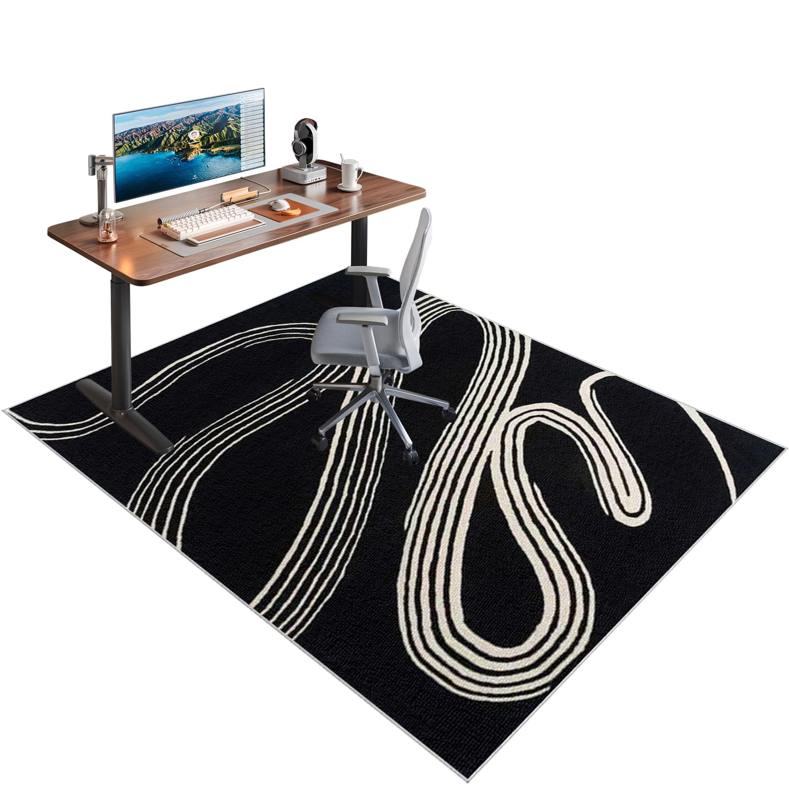 Bodenschutzmatte Bürostuhl Verschiedene Größen Bürostuhl Unterlage geeignet für Parkett Laminat Teppich Fliesen Hartböden Rechteckig Non Slip Gaming Schreibtischstuhl Schutz Matte 180 x 200 cm