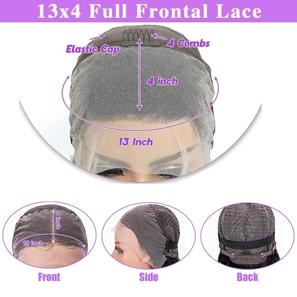 Lace Front Bob Wig Human Hair 13X4 HD Bob Lace Frontal Wig Short Straight Brazilian Virgin Human Hair 150% Density Highlight Ombre P4/27 Color (8 inch) - Image 3