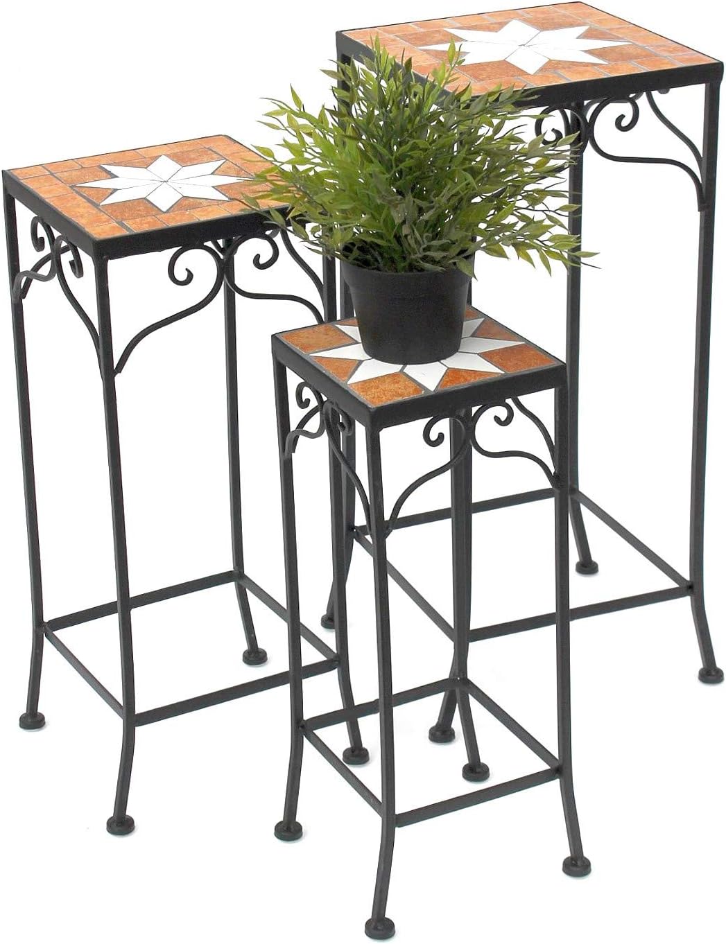 DanDiBo Flower stand Merano Mosaik Set of three Set 12012 Flower stand Merano Mosaik Set of three 46,54, 62 cm stool square
