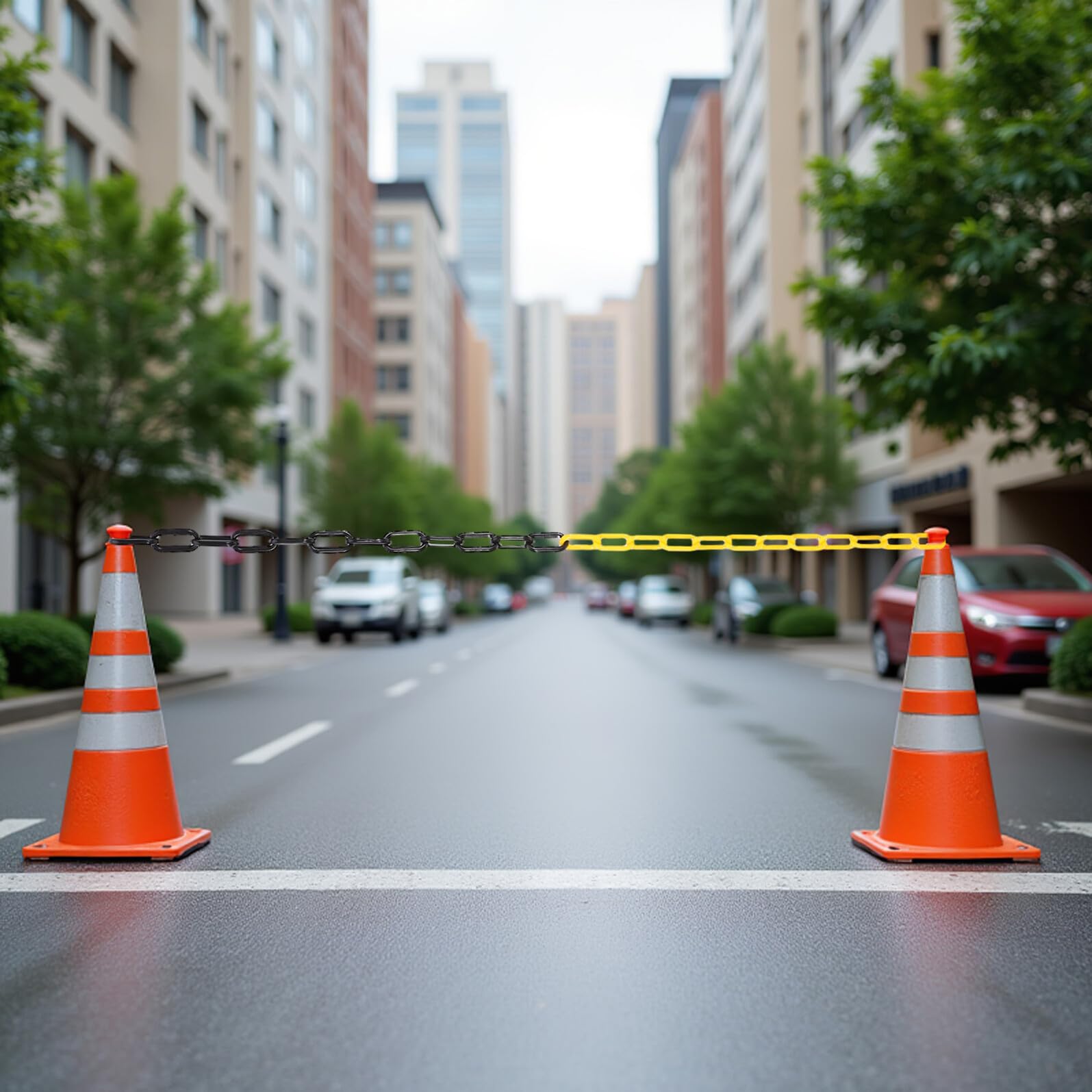 Cabilock Cadena de Barrera de Seguridad de Plástico Ligera 6 Mm 25 Metros Amarilla y Negra para Control de Multitudes, Estacionamientos, Obras y Señalización Industrial