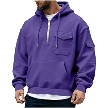 NSICBMNO Mens Oversized Hoodie 1/4 Zip Jumper Tactical Military Hoodies With Pockets Work Jumpers Hooded Pullover Sweatshirt Sports Hoodies Plain Long Sleeve Sweatshirt Winter Gym Hoody