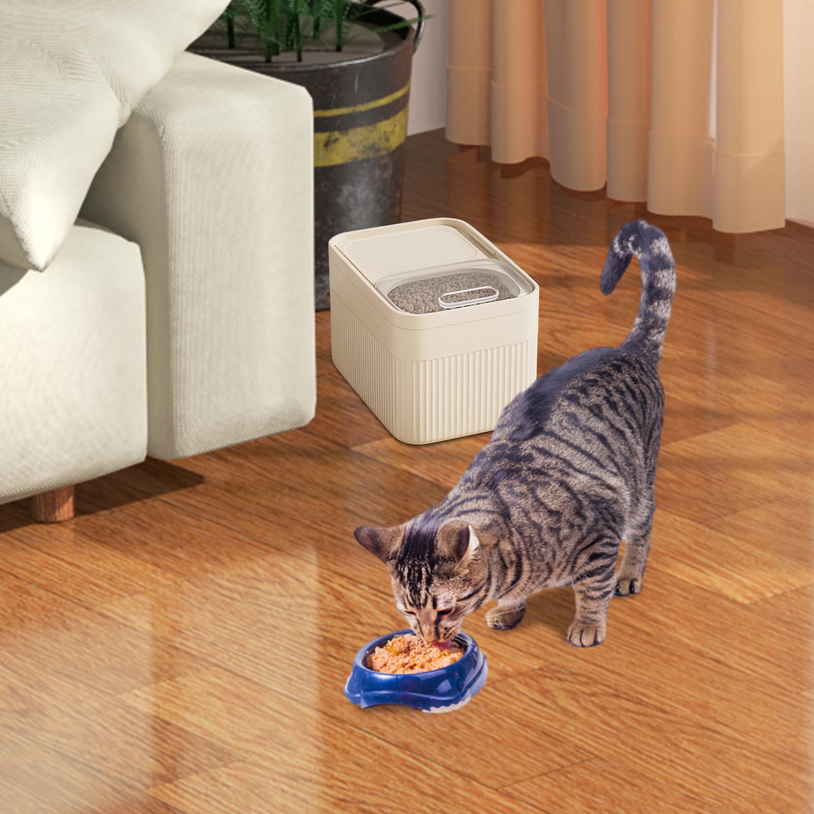 Contenitori per alimenti per animali domestici, 5-6,5 kg, contenitore per alimenti per gatti e cani, con coperchio ermetico e misurino, in polipropilene ecologico e robusto.