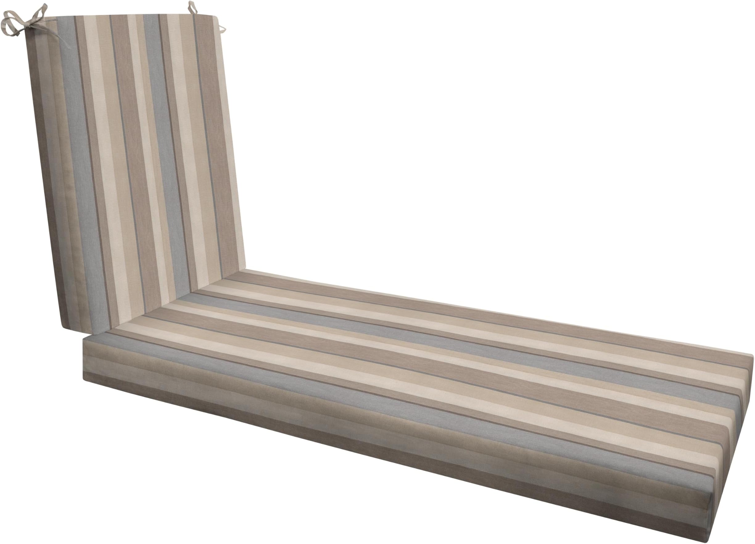 Honeycomb Outdoor Chaise Lounge Cushion for Patio Furniture, Water & Fade Resistant, Removable Cover, 21.5 x 70, Heritage Stripe Taupe