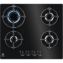 Electrolux Piano Cottura Gas EGG64272K Serie 600 Gas on Glass 60cm da Incasso, 4 Fuochi, Bruciatore Rapido, Bruciatore Wok, Precisa Regolazione della Fiamma, Sicurezza Sicurgas, 590x520cm, Nero