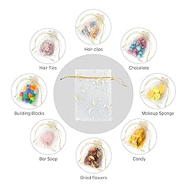 YHJZ 100PCS Moon Star Organza Bags, 4x6 inches (10x15cm) Small Mesh Bags Drawstring, Jewelry Gift Bags for Wedding, Party, Festival, Makeup (White)