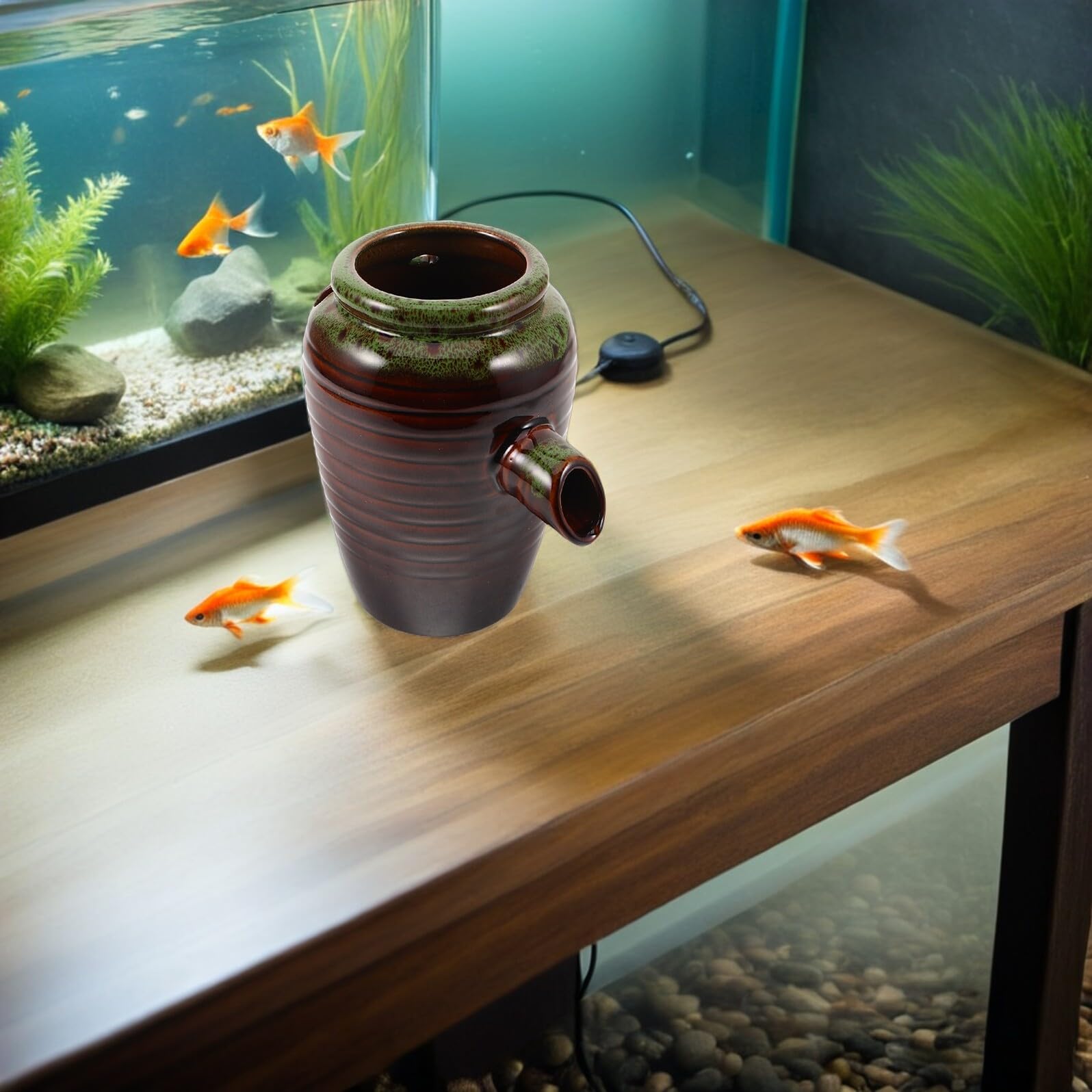 Ceramiczny Dzbanek Do Fontanny Ogrodowej z Cyrkulacją Wody Naturalny Wodospad i Ozdoba Do Akwarium Oraz Oczka Wodnego Mały Ceramiczny Pojemnik Filtrujący