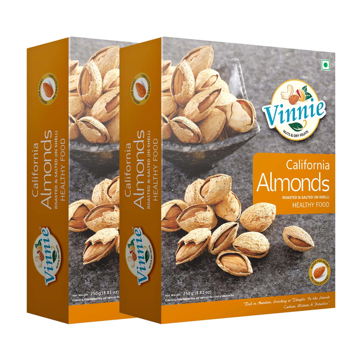 Vinnie California Inshell Almond - Roasted and Salted Badam - 500g Premium Natural Whole Dry Fruits - Healthy Nuts Snack - 250g x 2 Pack (B09QSV2Q51) Amazon Price History, Amazon Price Tracker