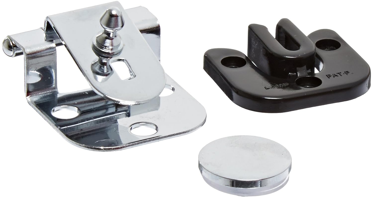 Sugatsune GHC-34/8/CR Steel Half Overlay Glass Door Hinge with Catch, Chrome Plated, 2mm Leaf Thickness, 64.5mm Open Width, 5.2 mm Pin Diameter, 18mm Knuckle Length, 37mm Height