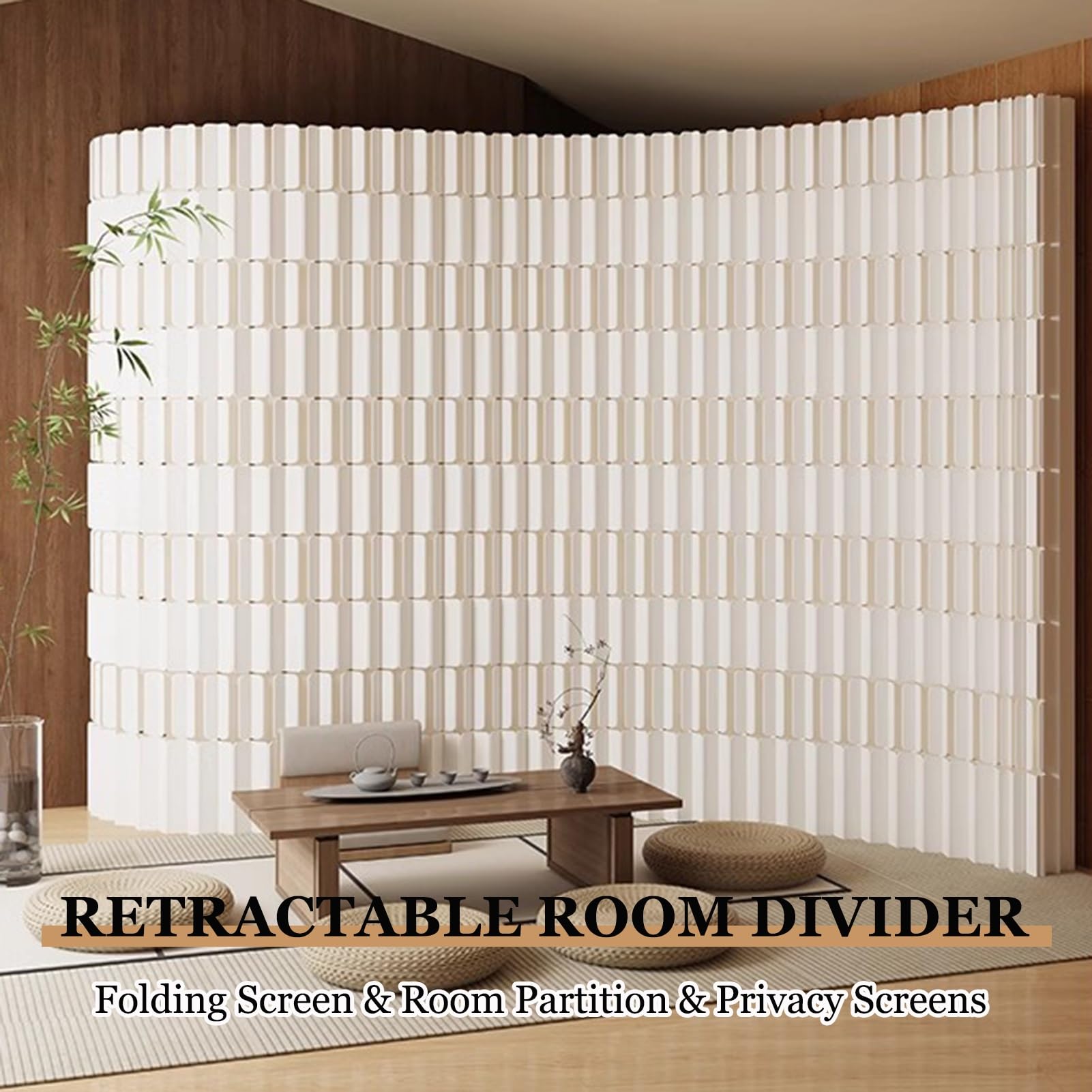 Biombo Separador Divisor De Habitación De Papel Kraft, Pantallas De Privacidad Plegables Para Oficina En Casa, Divisor De Habitación Retráctil De 6-16 Pies, Pared Decorativa Independiente(3x1.6 m/9.84