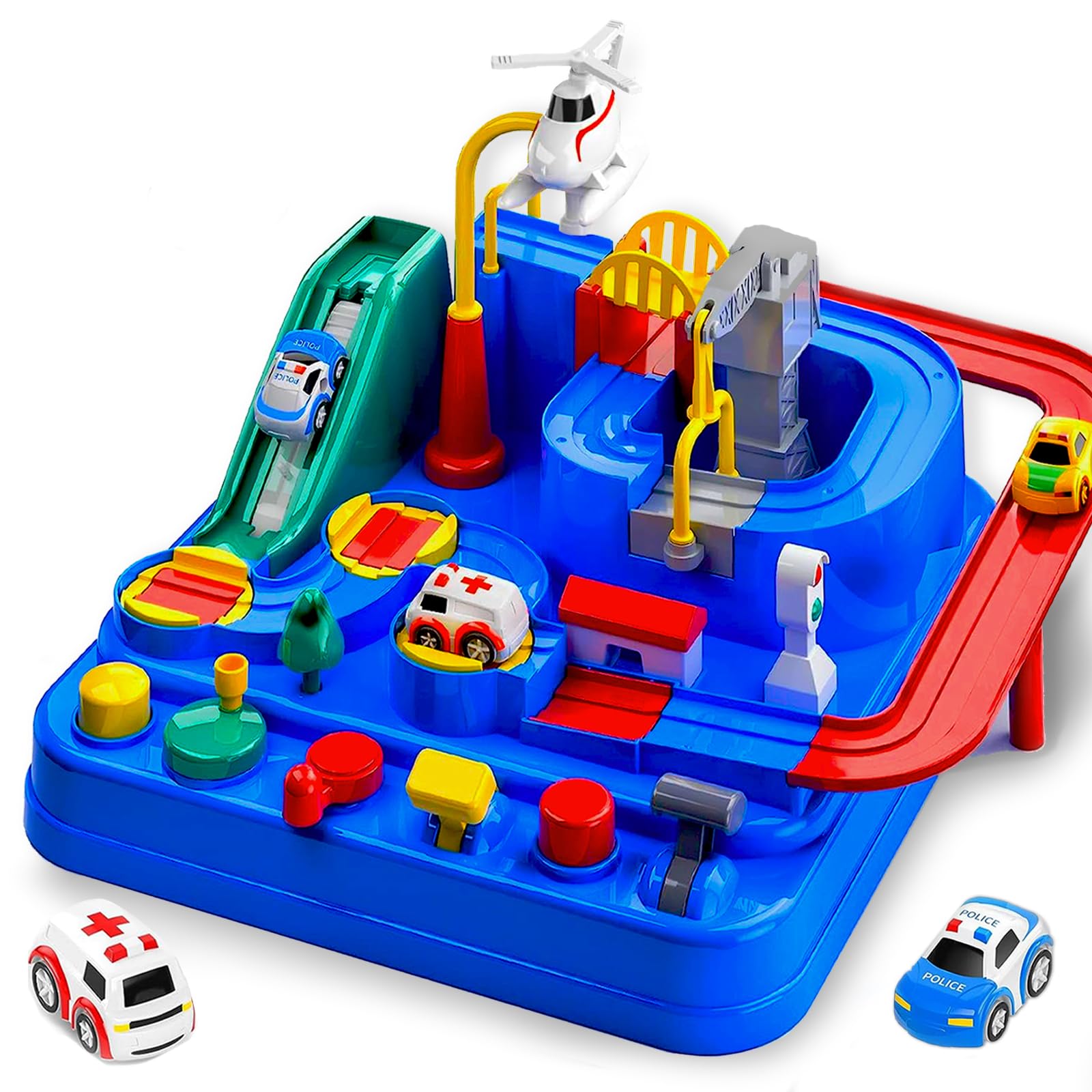 EPPO Car Track Adventure Toys 3-5 Years Old Boys Girls Educational Toys Race Car Breakthrough Games with 3 Toy Vehicle 3 4 5 6 Years Old Boys Girls Birthday Gift (S)