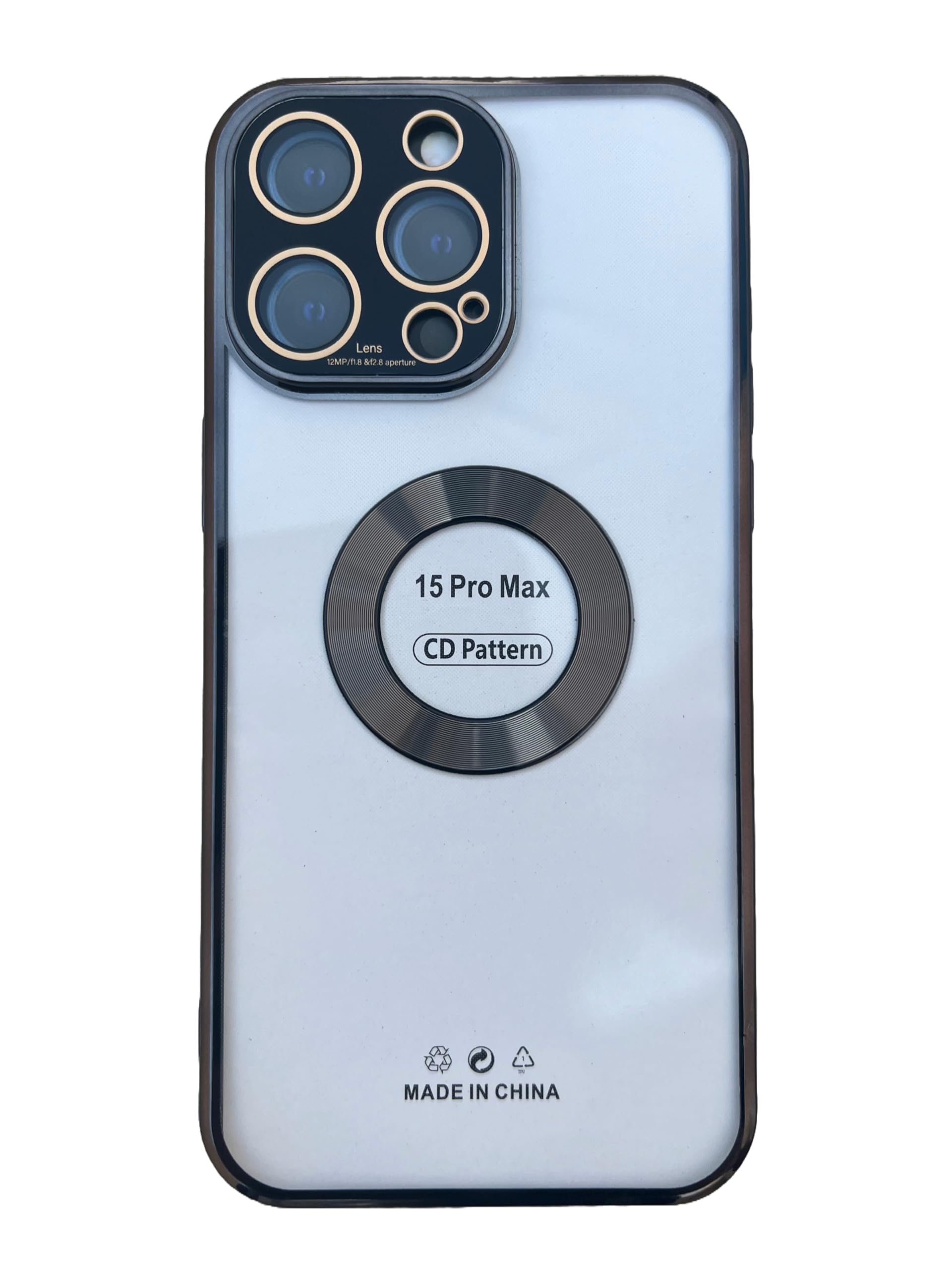 iPhone 15 Pro Max Shockproof Clear Transparent Electroplate TPU case (Black)