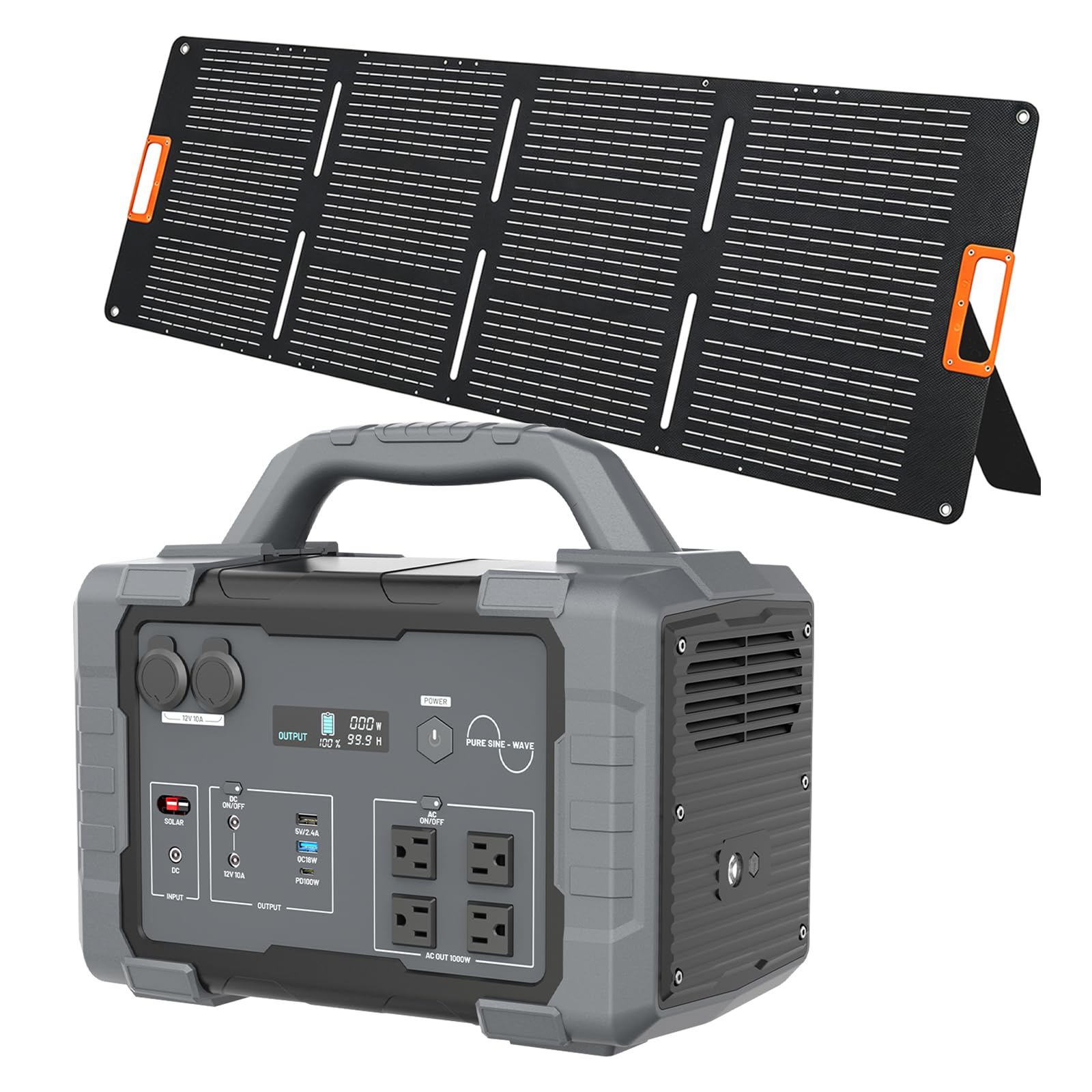 1000W Solar Powered Generator,Power Station with 200W Solar Panel | Solar Power Bank with Panels Included,5 Ports 6-8hr Charge for Outdoor Camping RV Van Trip & Home Emergency