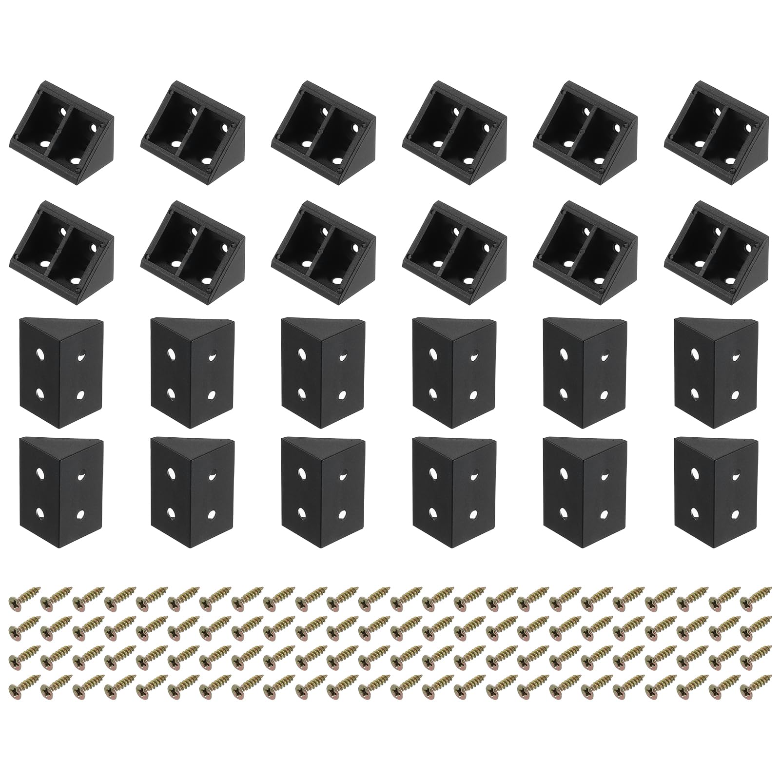 sourcing map 60Pcs 90 Degree Plastic Corner Braces, 19x32x19mm Nylon Shelf Right Angle Brackets with Screws for Cabinets, Cupboards (Black) โ image 1
