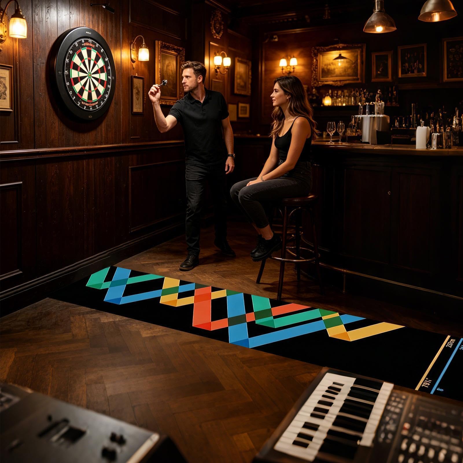 Tapis de fléchettes en velours antidérapant portable avec précision pour salle de jeux, sous-sol, garage, bureau, salle de pause