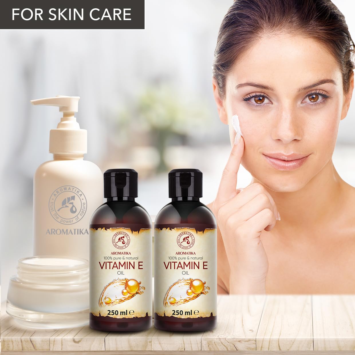 Vitamin E Öl Set 2x250ml - Natürliches Öl - Reich an Vitamin E - Vitamin E Oil - Pflege für Gesicht - Körperpflege - Haare - Kosmetik Öl