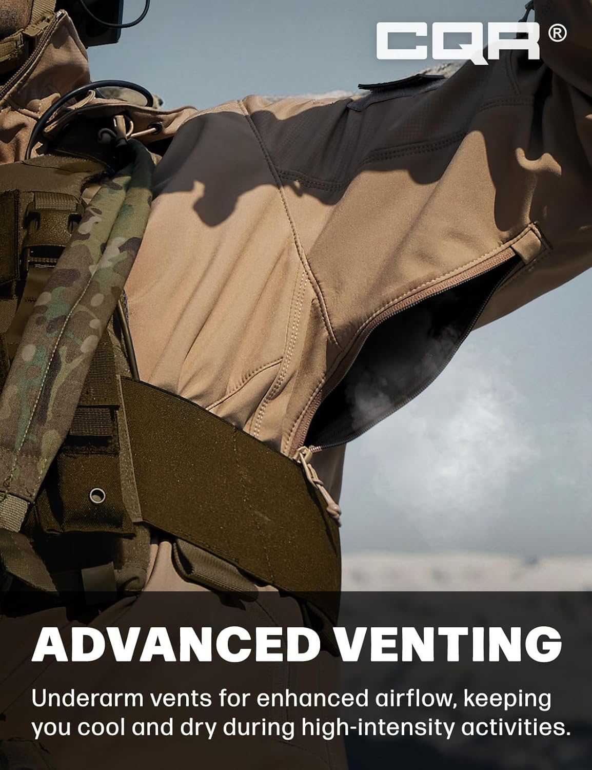 CQR Men's Tactical Softshell Jacket, Winter Warm Fleece Lined Coat, Water Resistant Outdoor Hunting Hiking Rain Windbreaker - Image 5