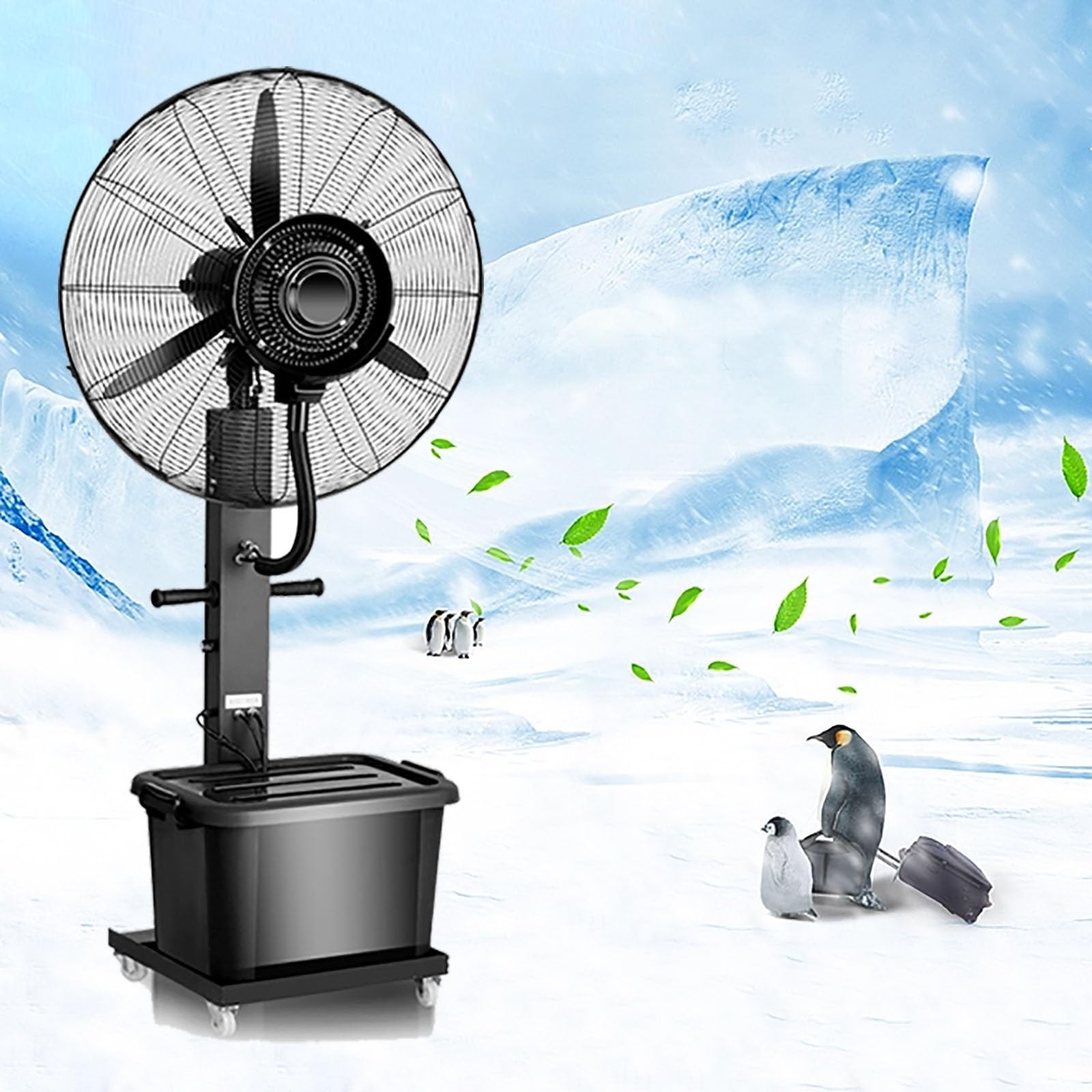 asdchZen Industrial Pedestal Misting Fan, 28In/32In Oscillating Fan With 90°Oscillation, 42L Water Tank For Commercial Restaurant Warehouse Outdoor,Fixed-71cm/27.9in