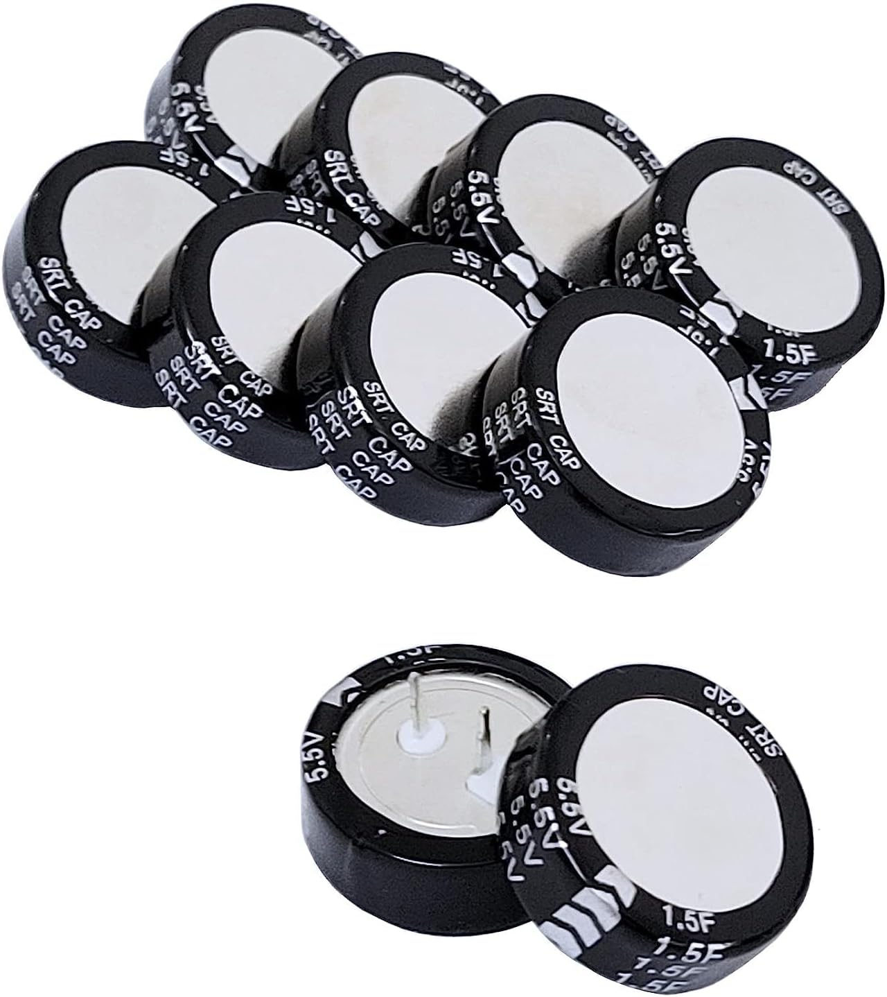 10x Super Capacitor 5.5V 1.5F C-Type Button Capacitor High Energy Low Resistance High Consistency Suitable for Consumer Electronics Toys