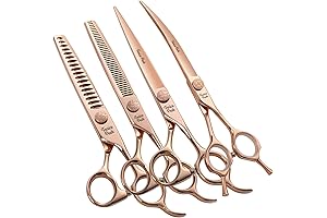 FENICE PEAK Curved Thinners Rose Gold Professional 4 PCS Grooming Scissors Set