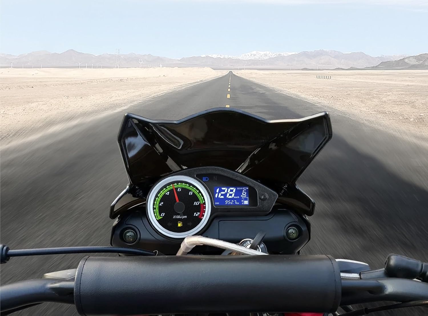 バイクのスピードメーターと走行距離計 オートバイデジタル走行距離計タコメーターギアインジケーターデジタルスピードメーターセンサーブラ
