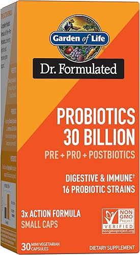 Garden of Life Probióticos formulados por Dr. 30 mil millones de UFC Pre + Pro + postbióticos para hombres y mujeres Apoyo digestivo e inmunológico,