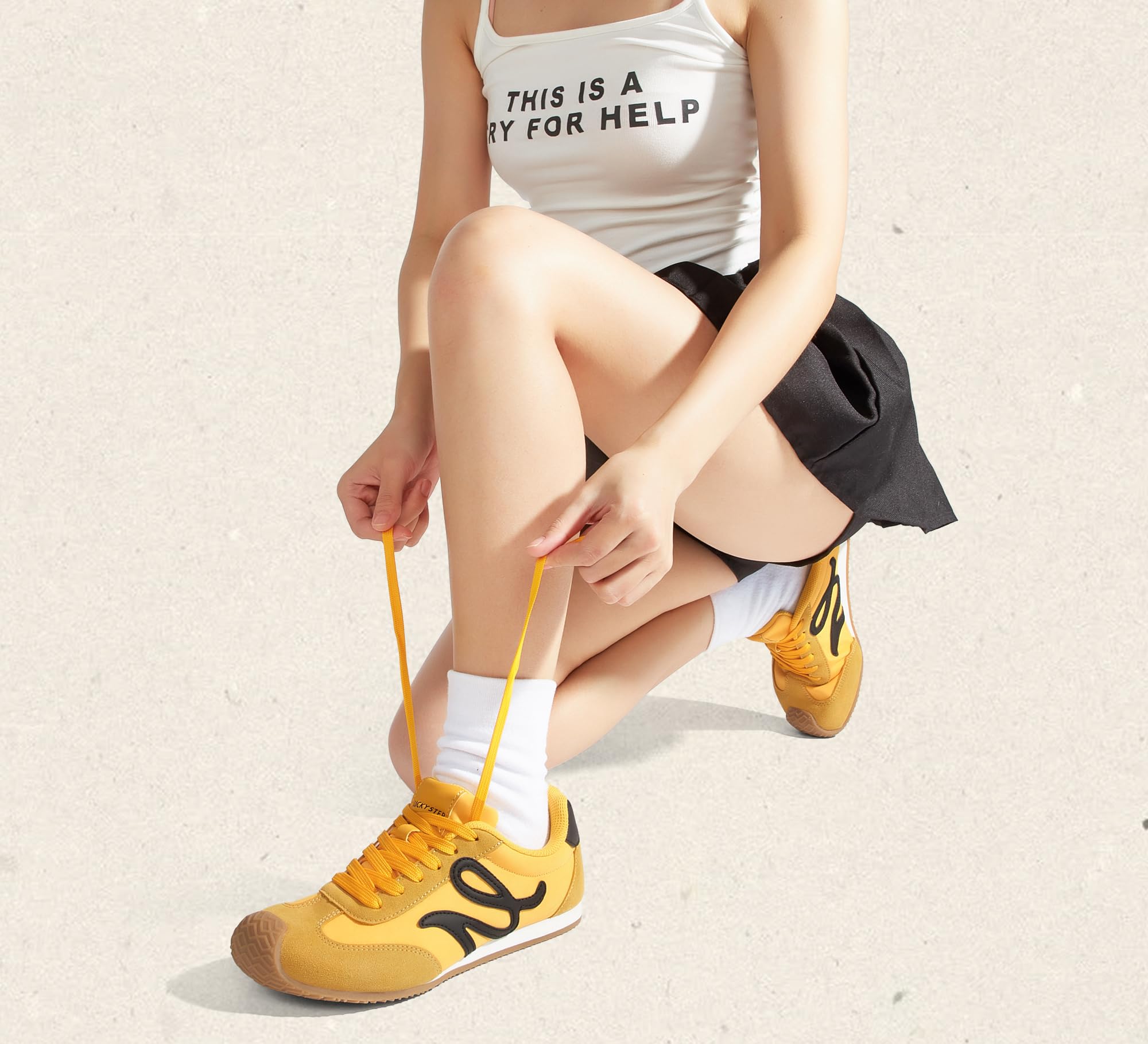 LUCKY STEP Scarpe da Tennis Retro per Donna – Sneaker Classiche Casual in Pelle Genuina con Suola Sottile e Leggera, Eleganti e comode