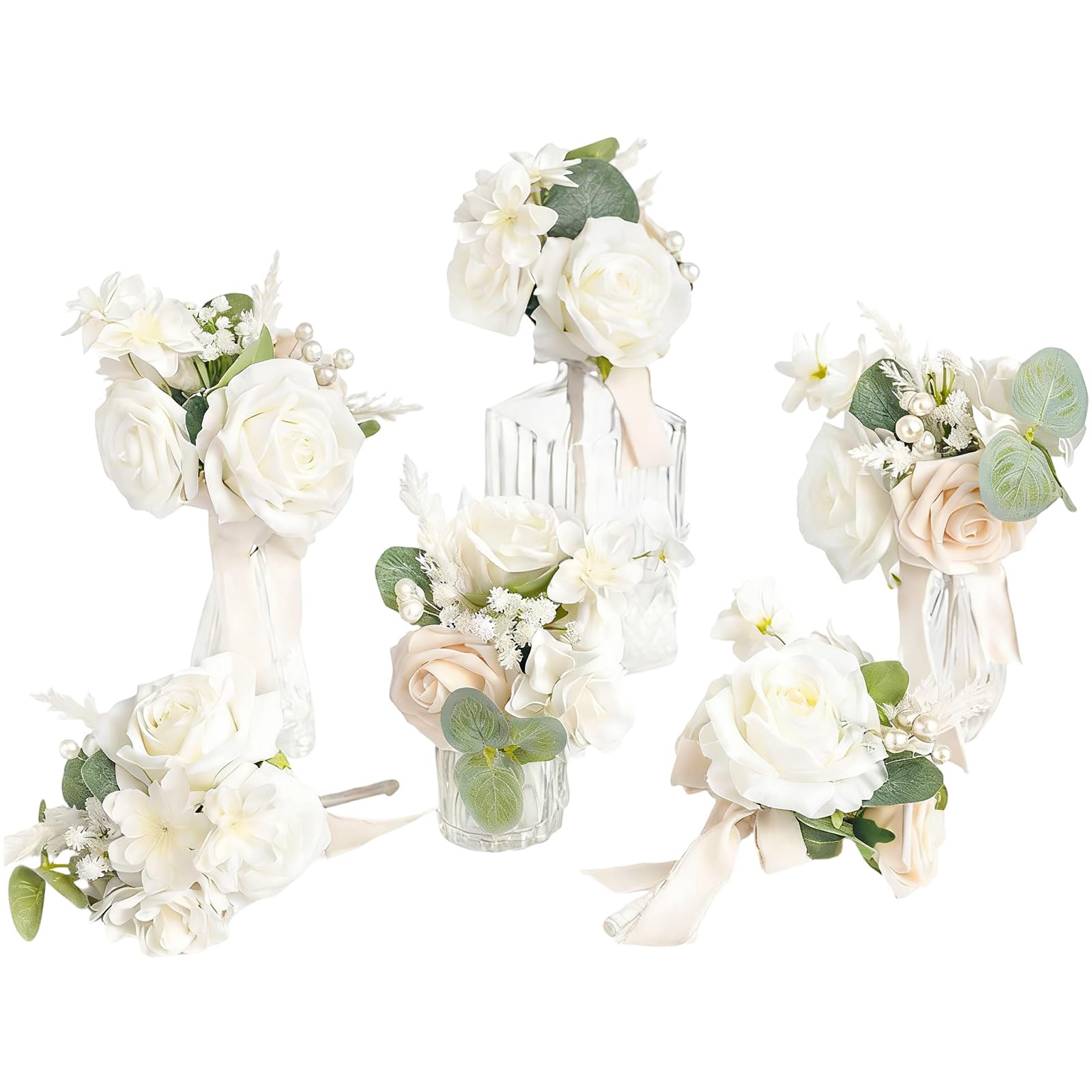 Xjdzineq 6Pcs Wedding Bouquets Artificial Flower Bouquets for Ceremony Anniversary Photography Vase Arrangements Arrangement Silk